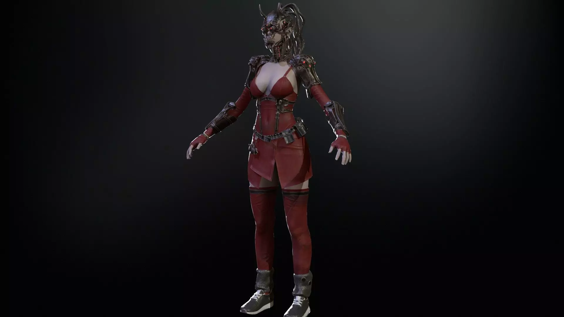 CyberGirl Low-poly 3D model_9