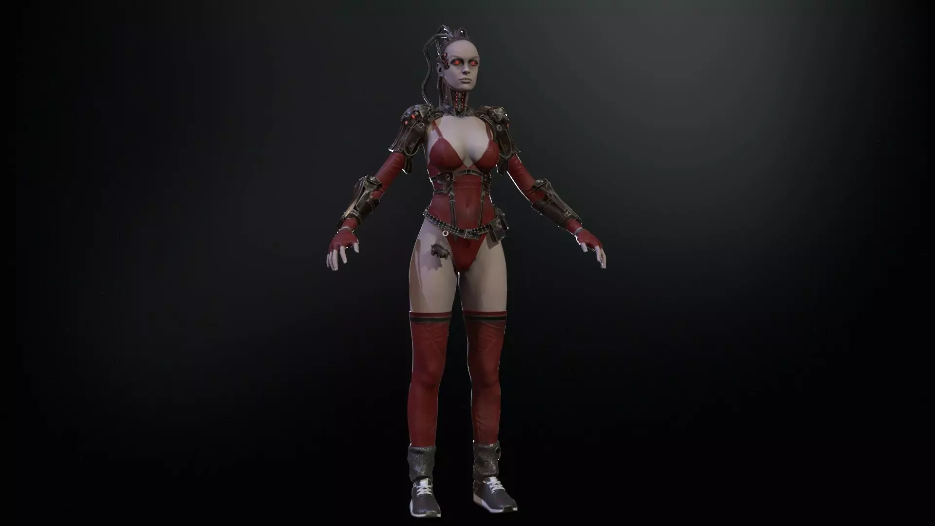CyberGirl Low-poly 3D model_26