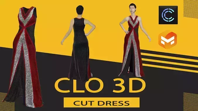 Cut dress Marvelous Designer or Clo3D ZPRJ
