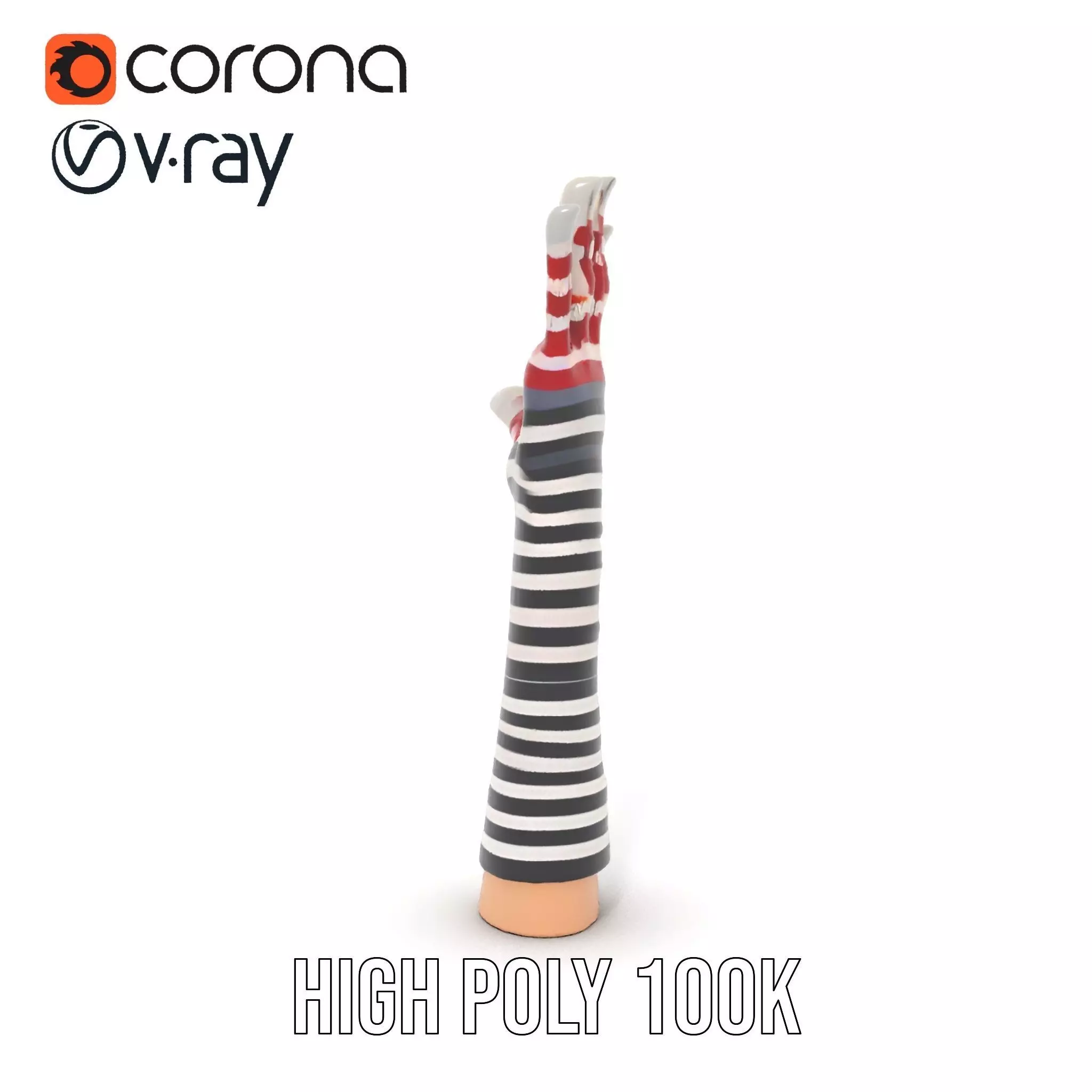 Striped Knit Glove Model Pack Low-poly 3D model_26