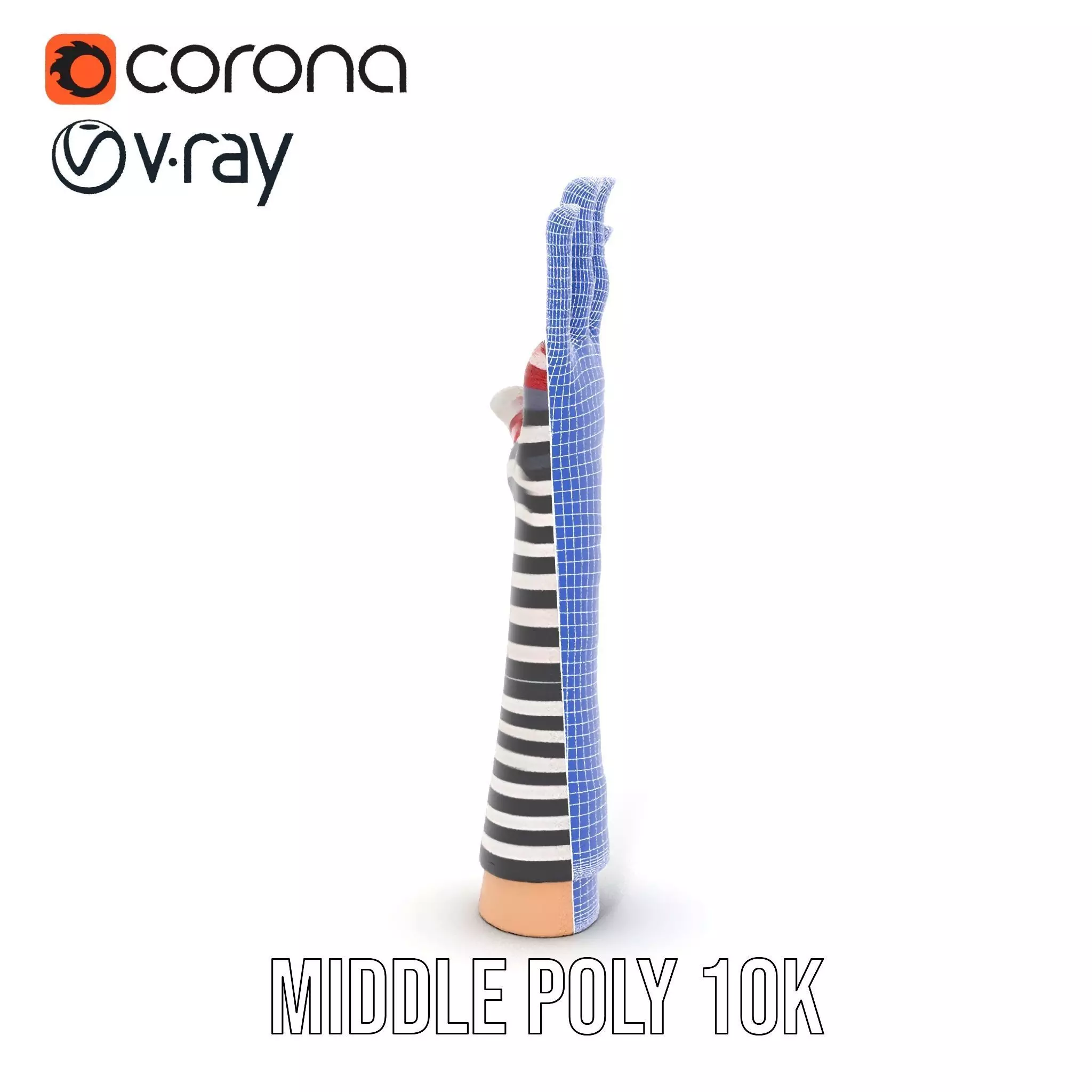 Striped Knit Glove Model Pack Low-poly 3D model_29