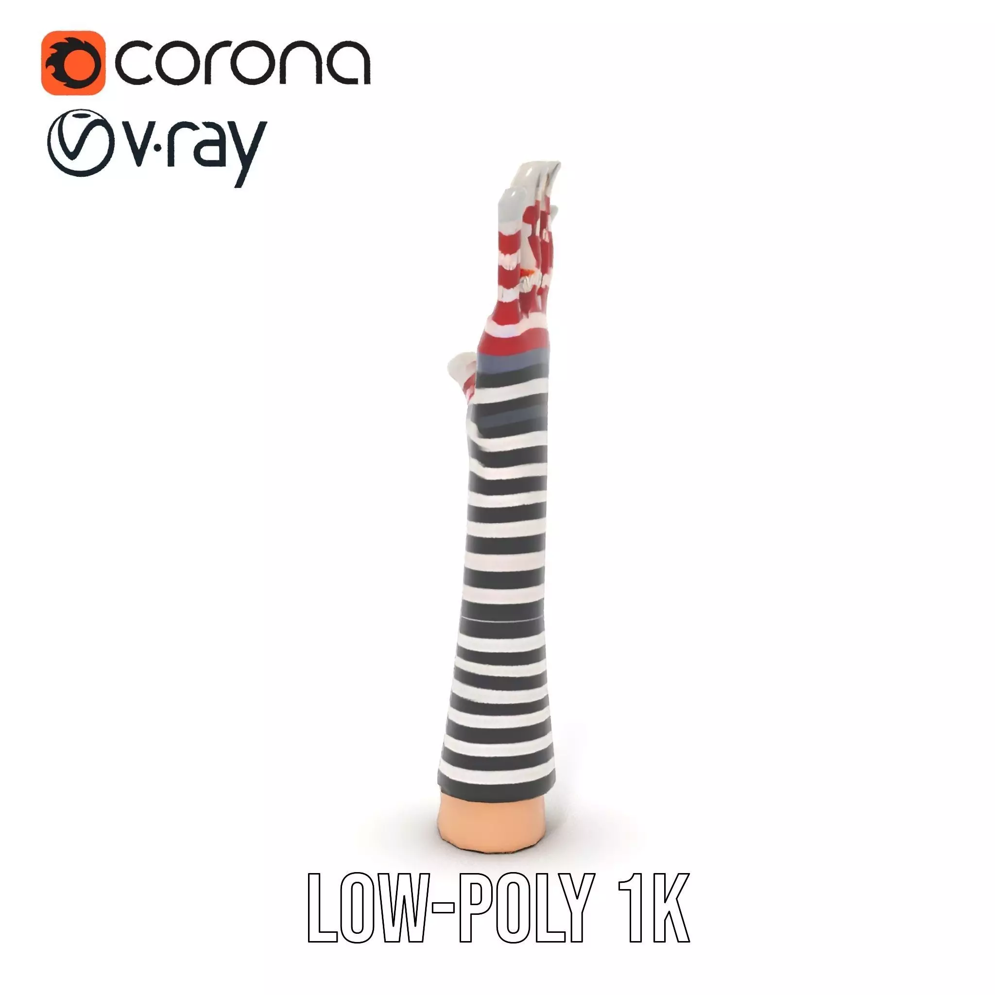 Striped Knit Glove Model Pack Low-poly 3D model_8