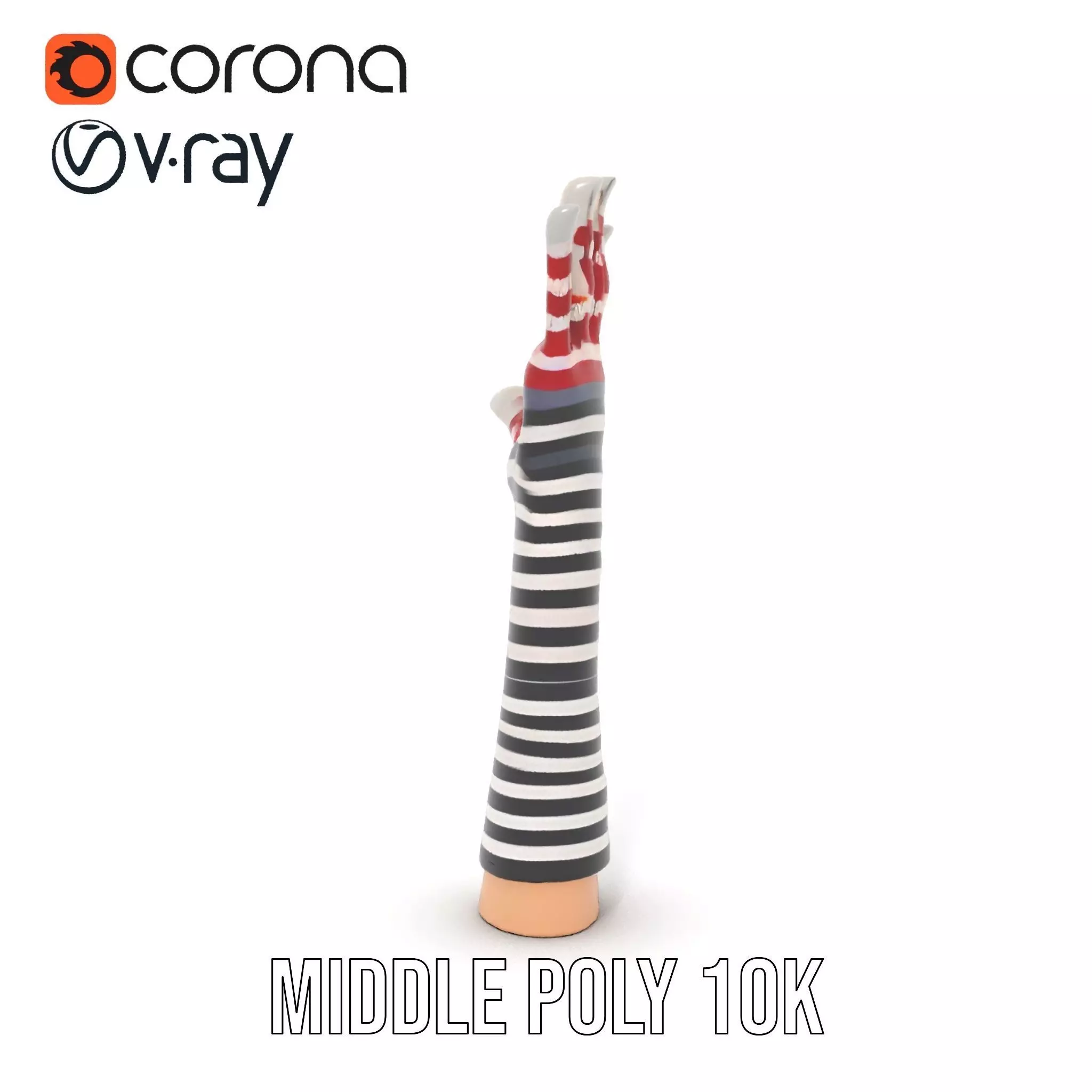 Striped Knit Glove Model Pack Low-poly 3D model_9