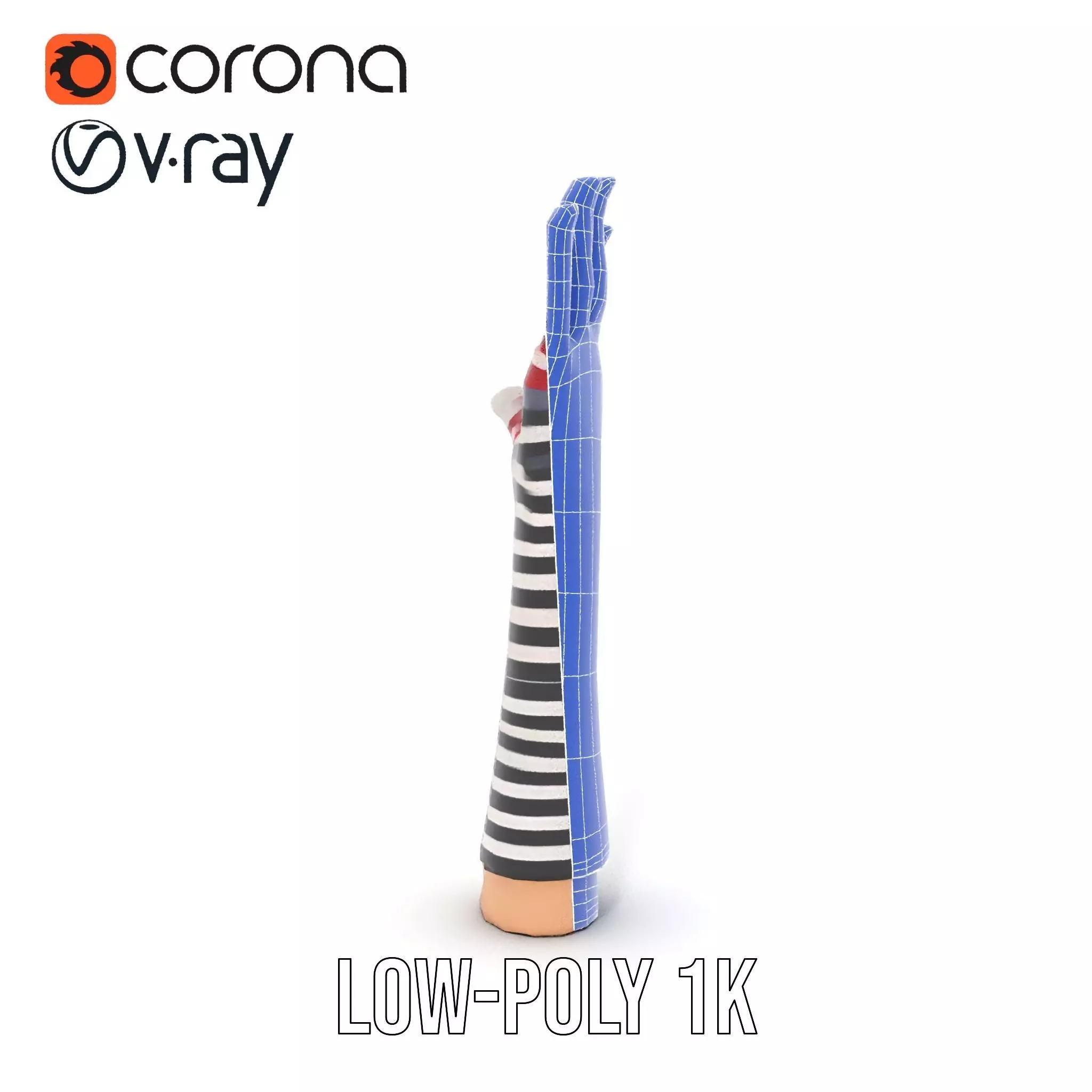 Striped Knit Glove Model Pack Low-poly 3D model_30