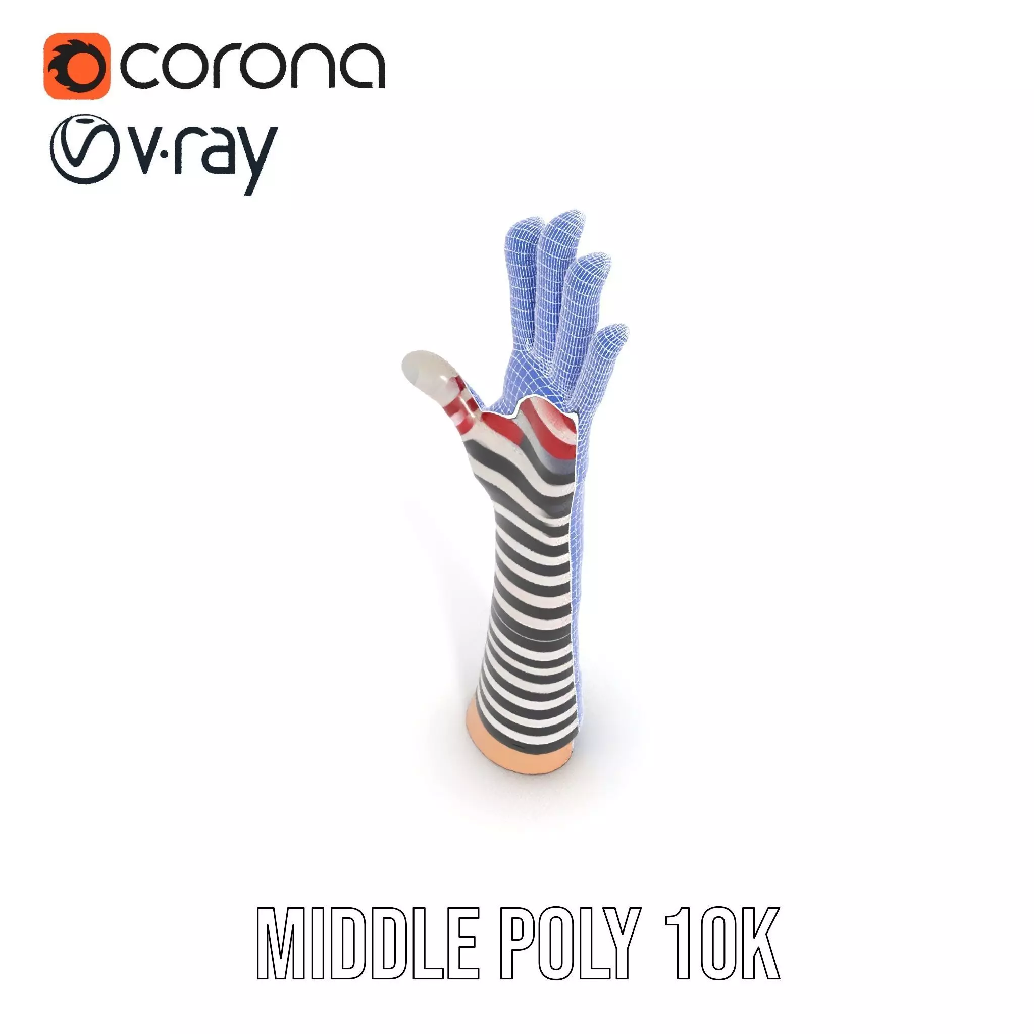 Striped Knit Glove Model Pack Low-poly 3D model_27