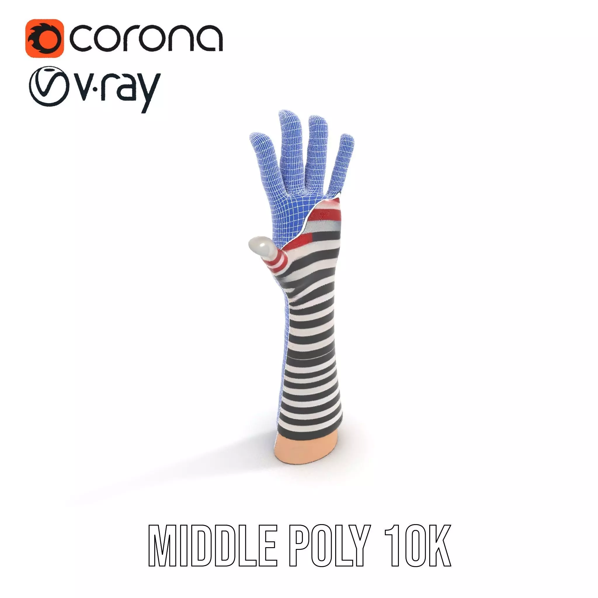 Striped Knit Glove Model Pack Low-poly 3D model_24