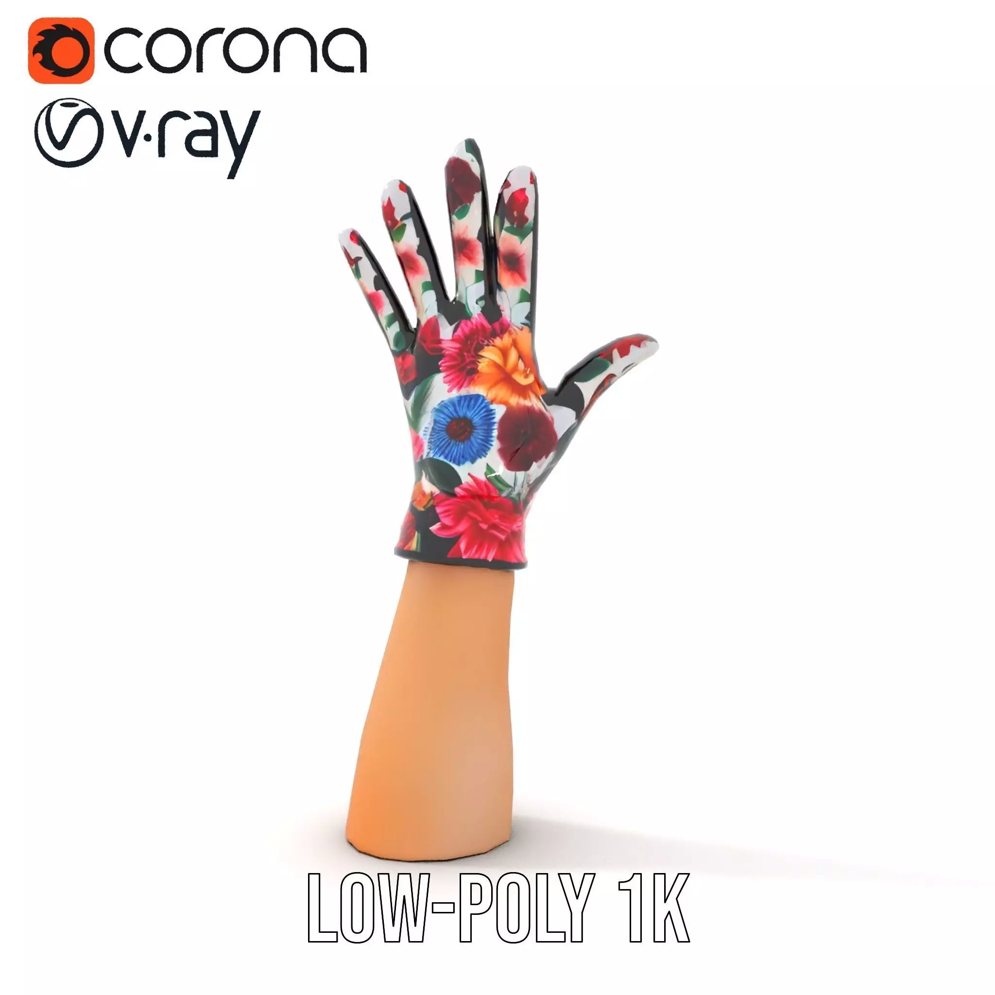 Floral Glove model pack with vibrant design Low-poly 3D model_7