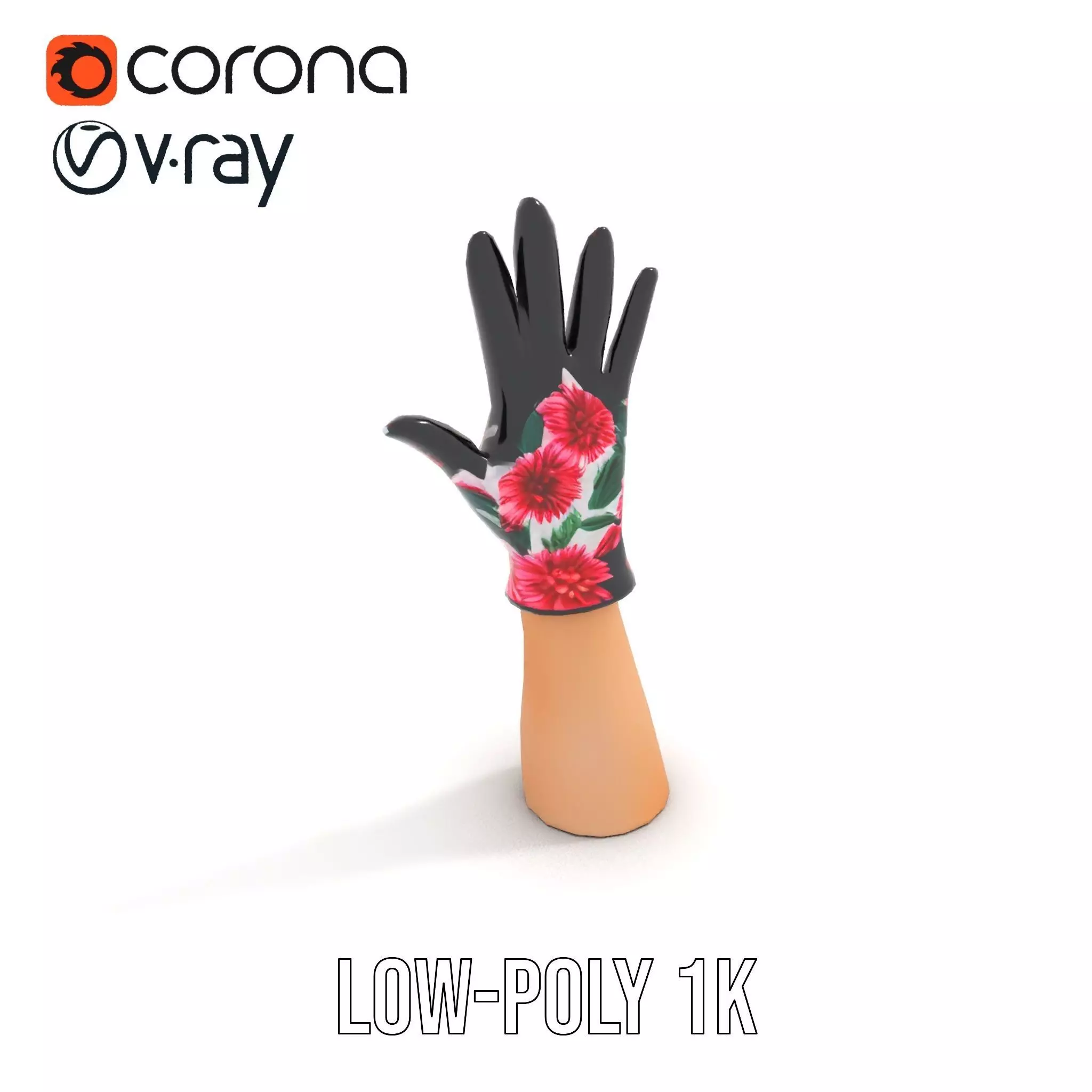 Floral Glove model pack with vibrant design Low-poly 3D model_8