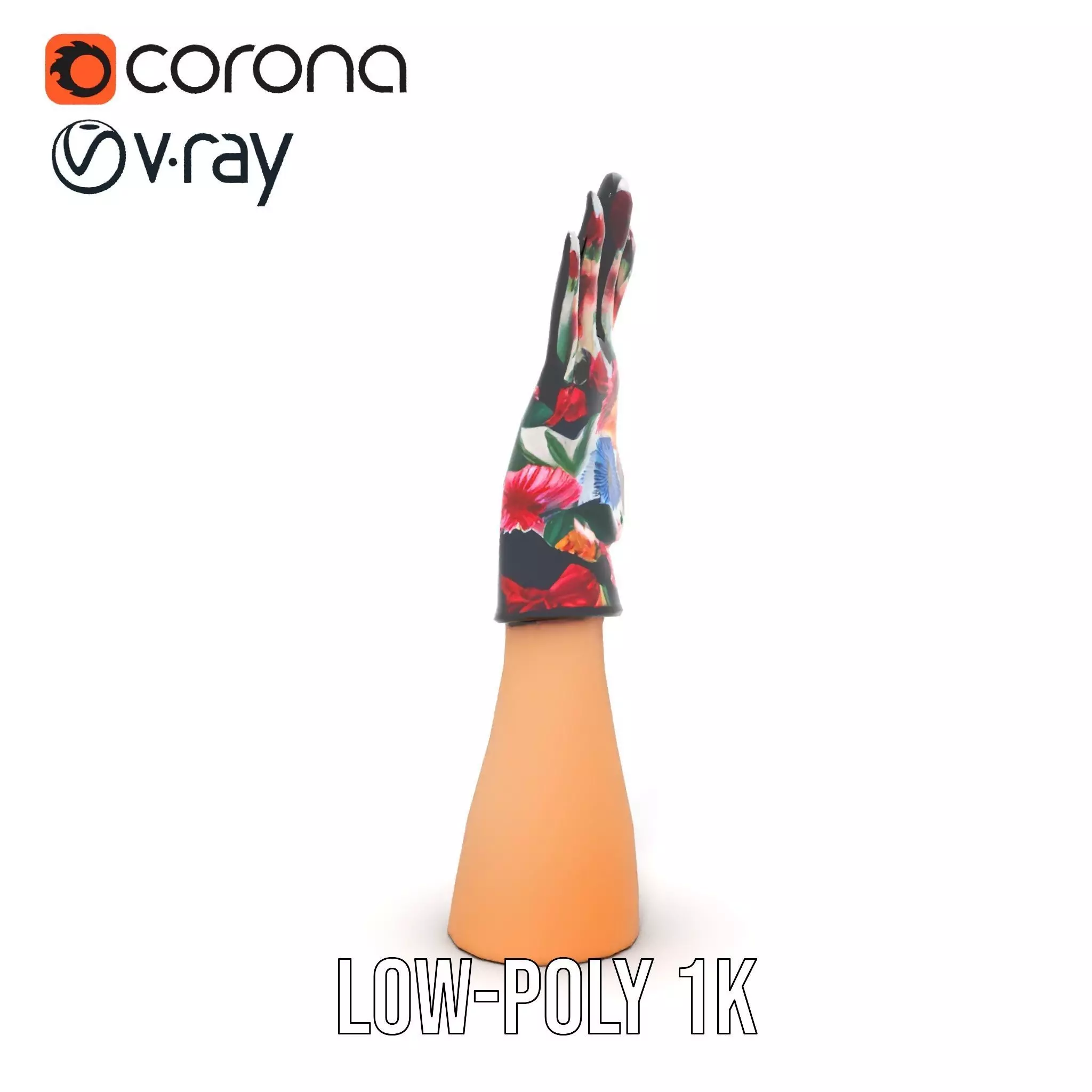 Floral Glove model pack with vibrant design Low-poly 3D model_13