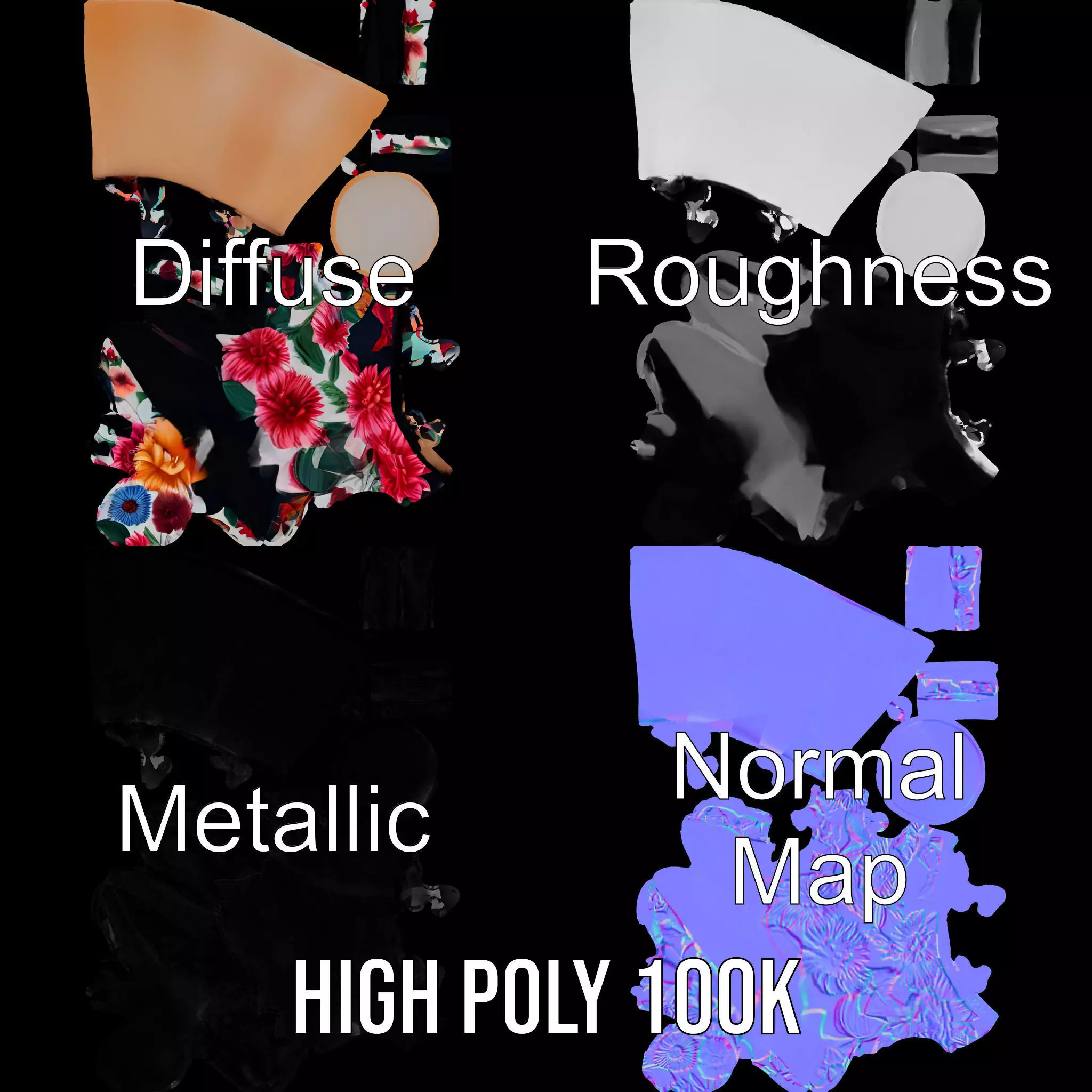 Floral Glove model pack with vibrant design Low-poly 3D model_3