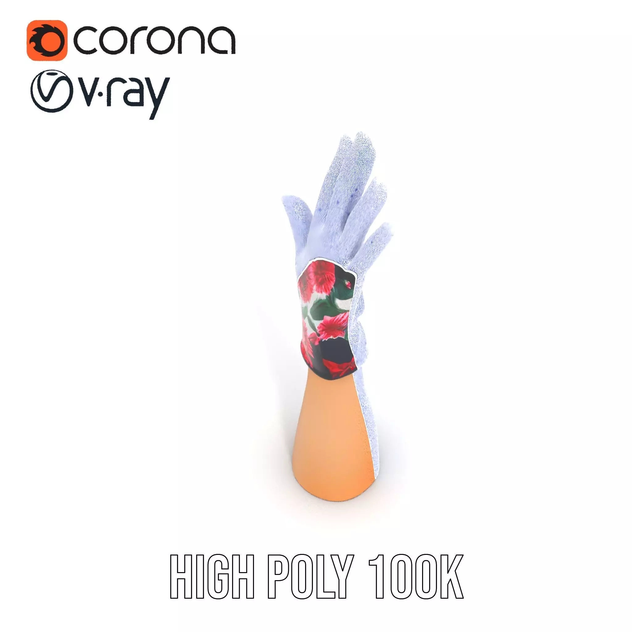Floral Glove model pack with vibrant design Low-poly 3D model_32