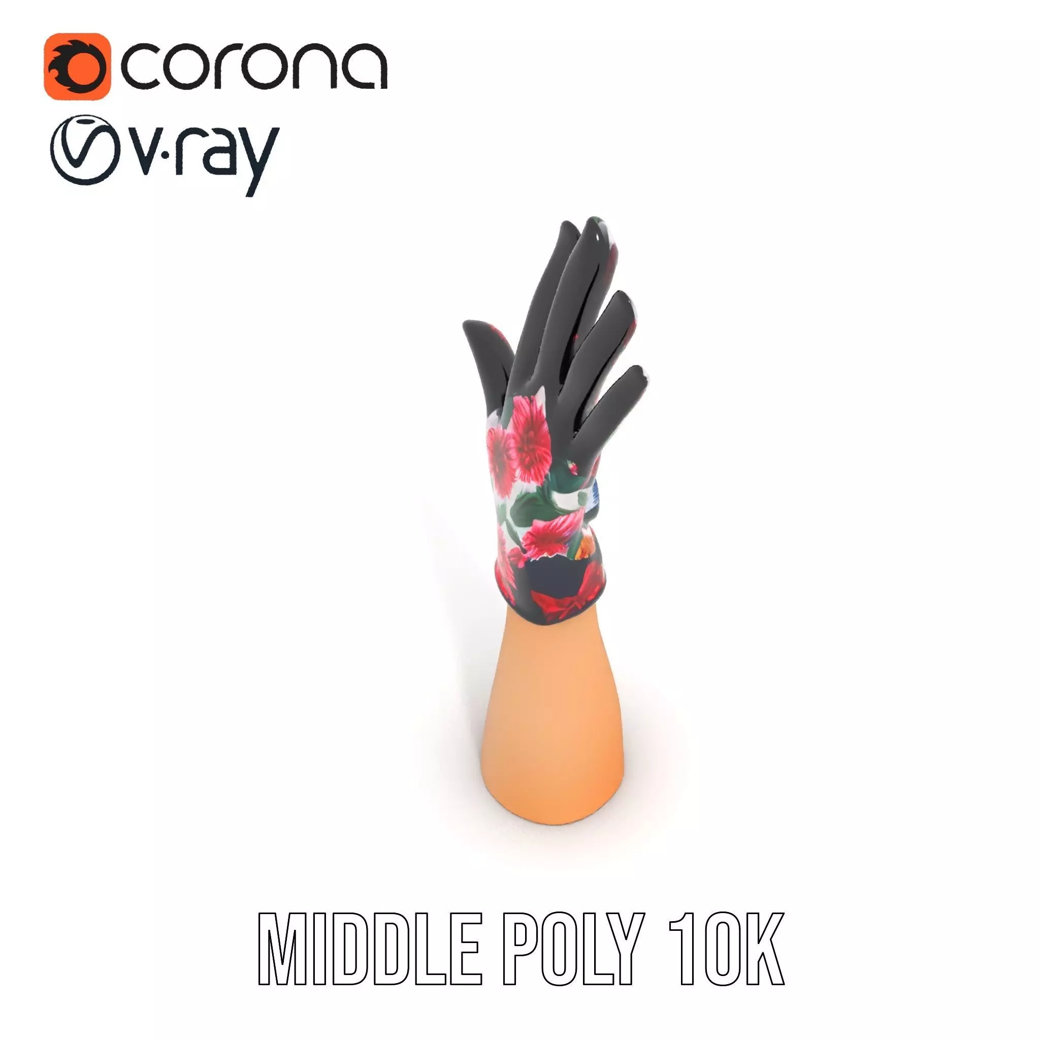 Floral Glove model pack with vibrant design Low-poly 3D model_12