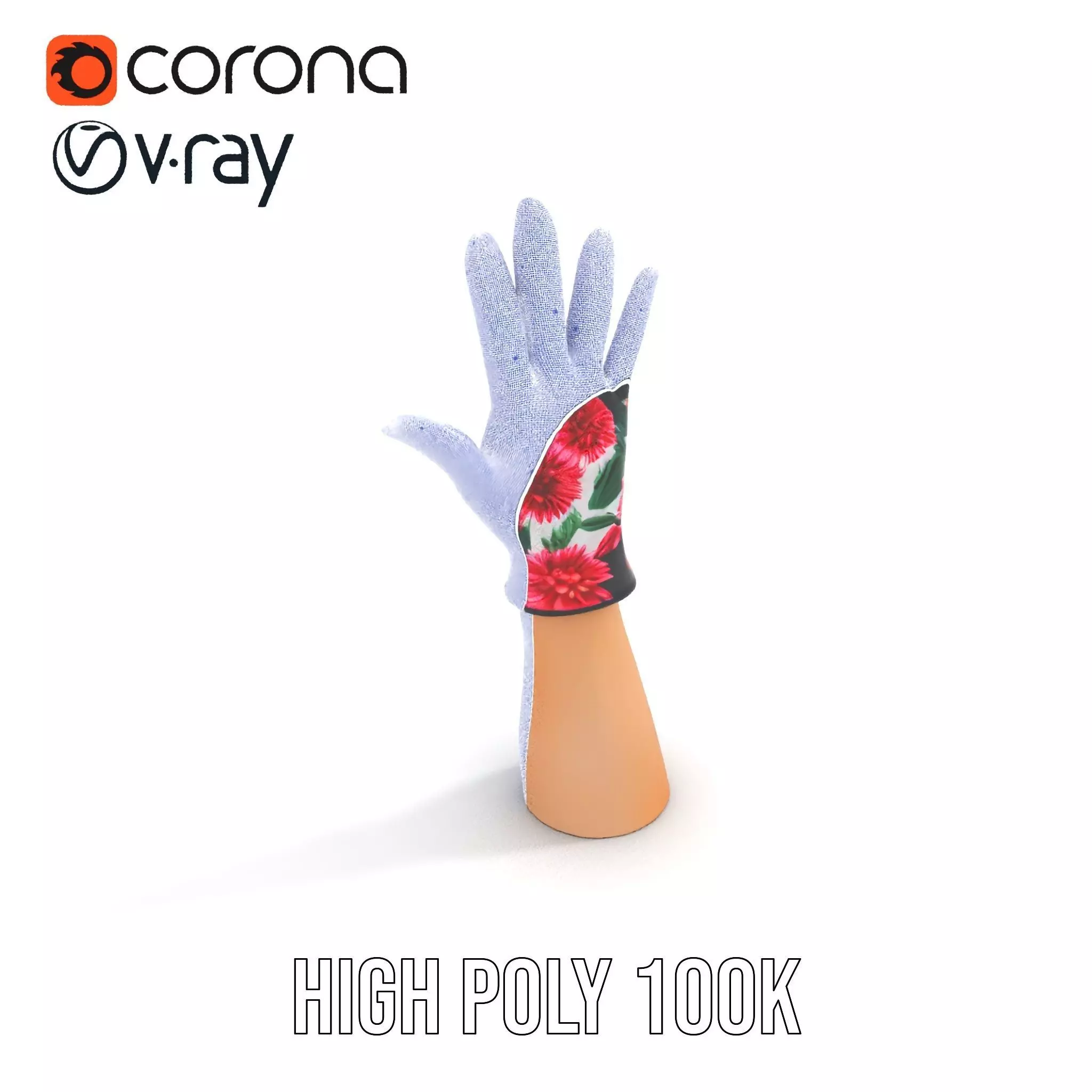 Floral Glove model pack with vibrant design Low-poly 3D model_20
