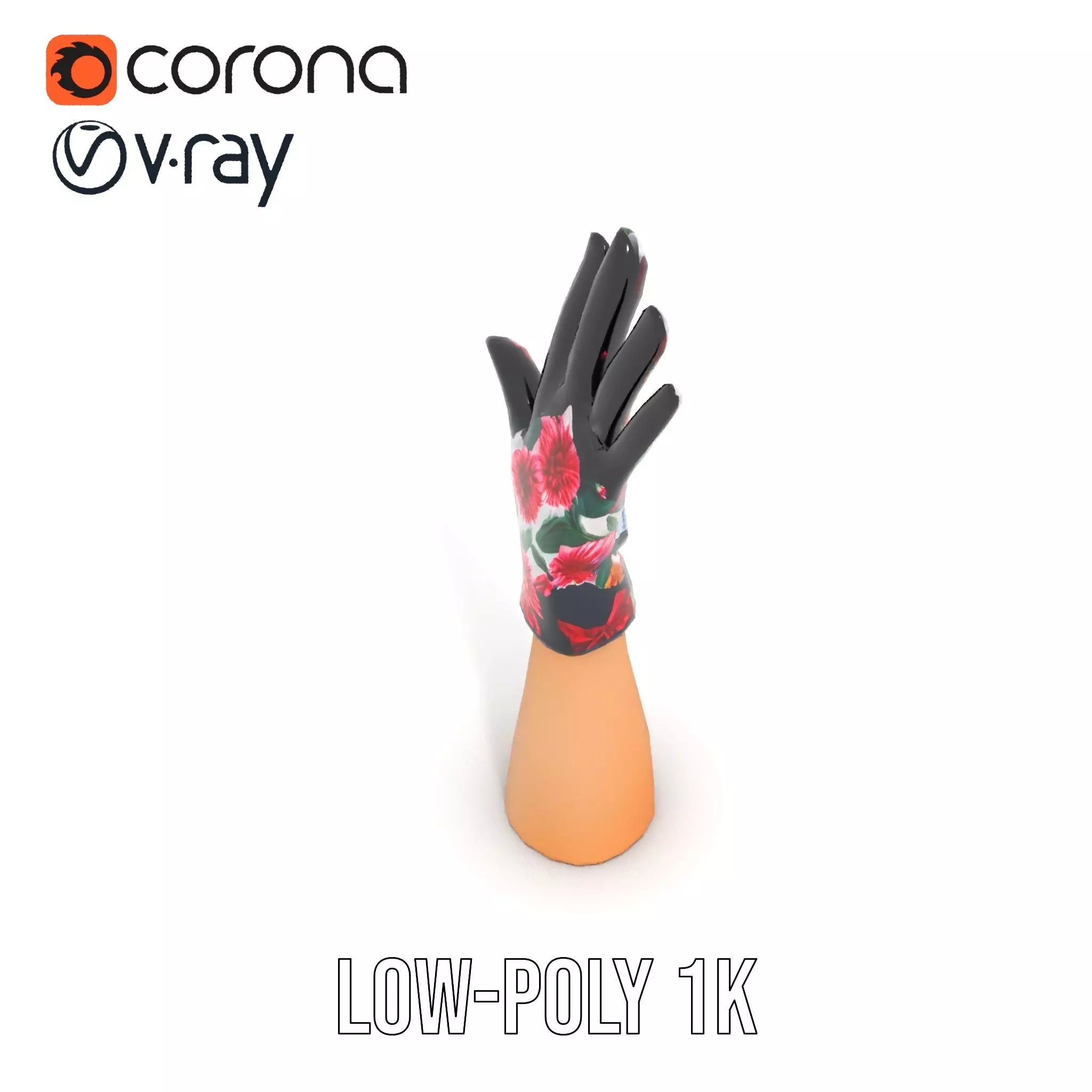 Floral Glove model pack with vibrant design Low-poly 3D model_11