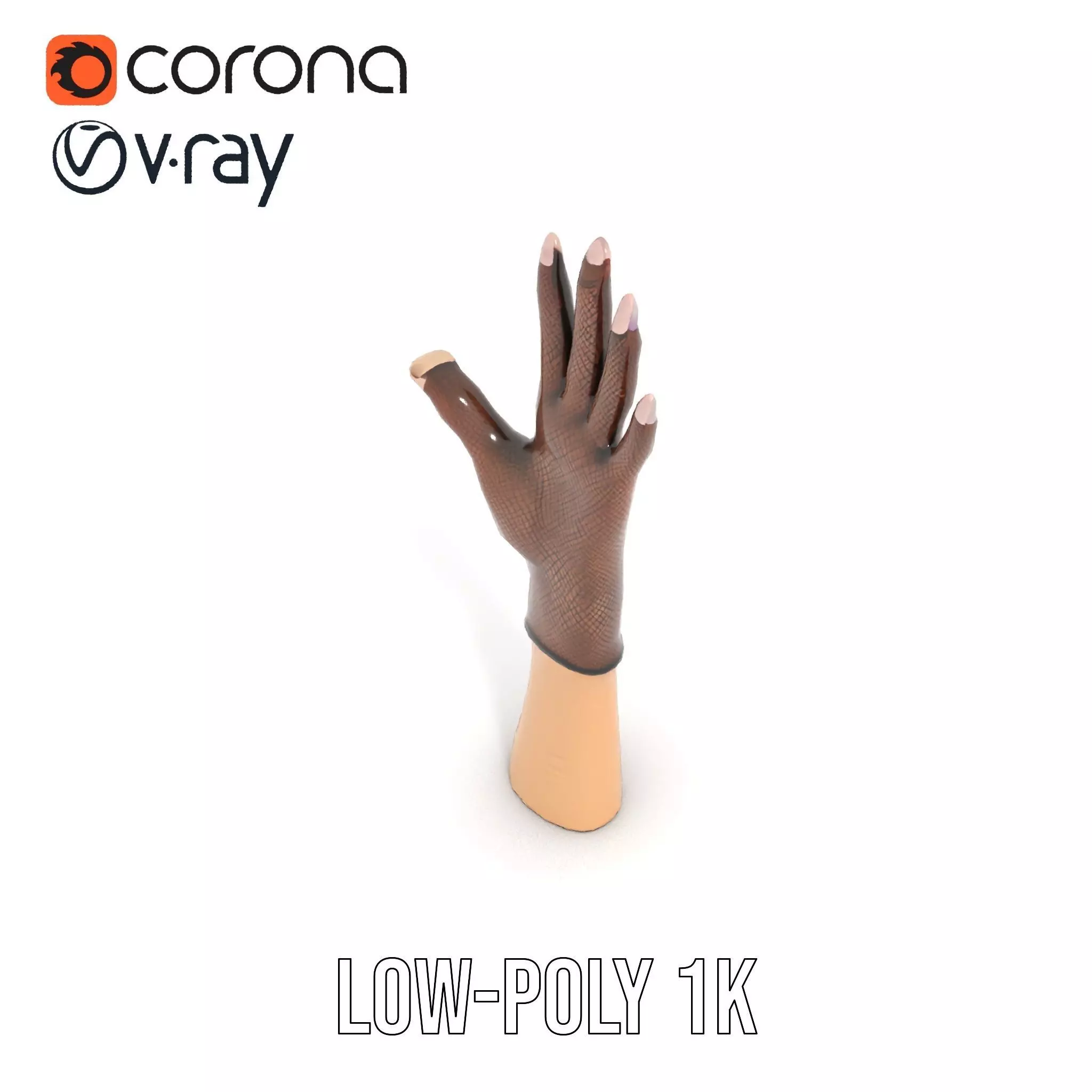 Elegant Mesh Glove Hand Model Pack Low-poly 3D model_8
