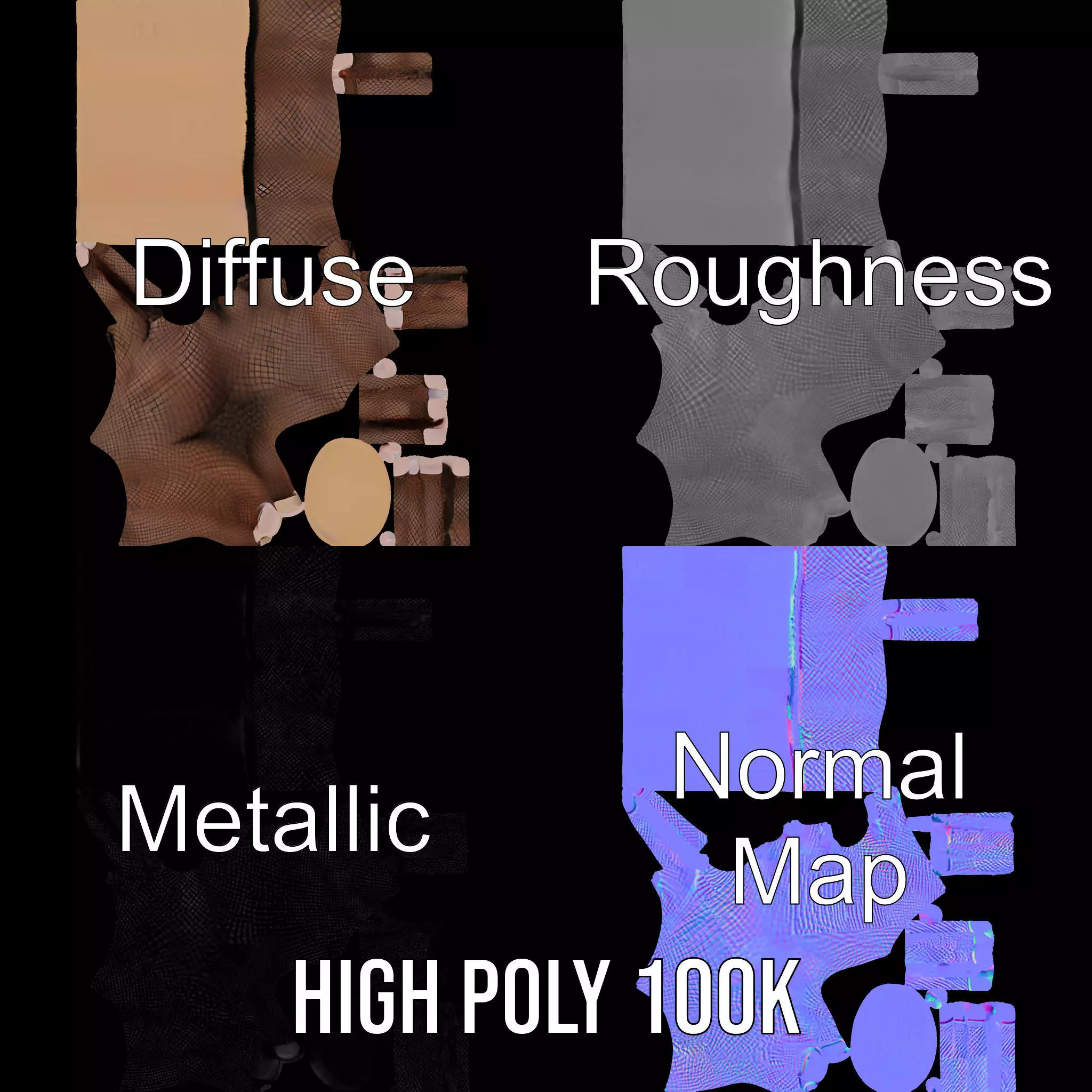 Elegant Mesh Glove Hand Model Pack Low-poly 3D model_3