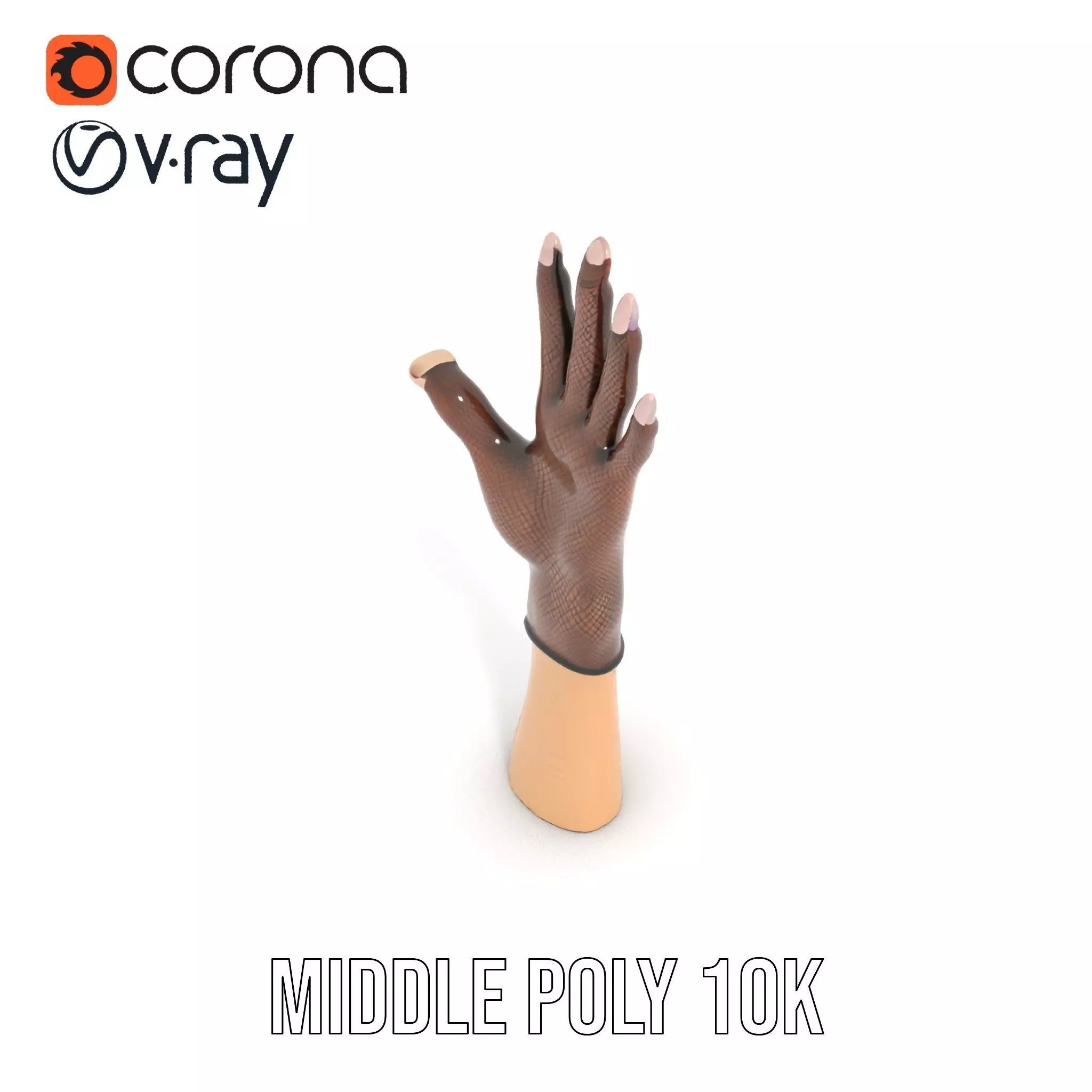 Elegant Mesh Glove Hand Model Pack Low-poly 3D model_12