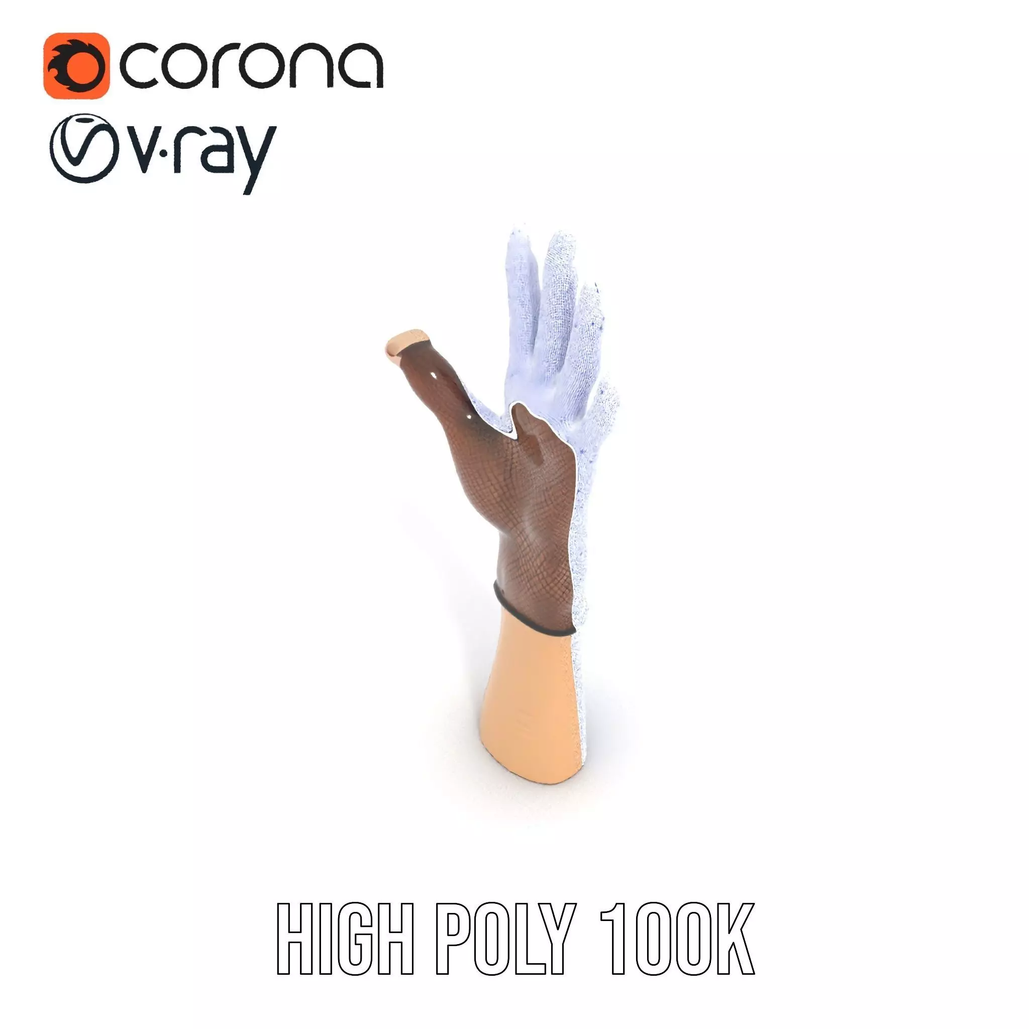 Elegant Mesh Glove Hand Model Pack Low-poly 3D model_19