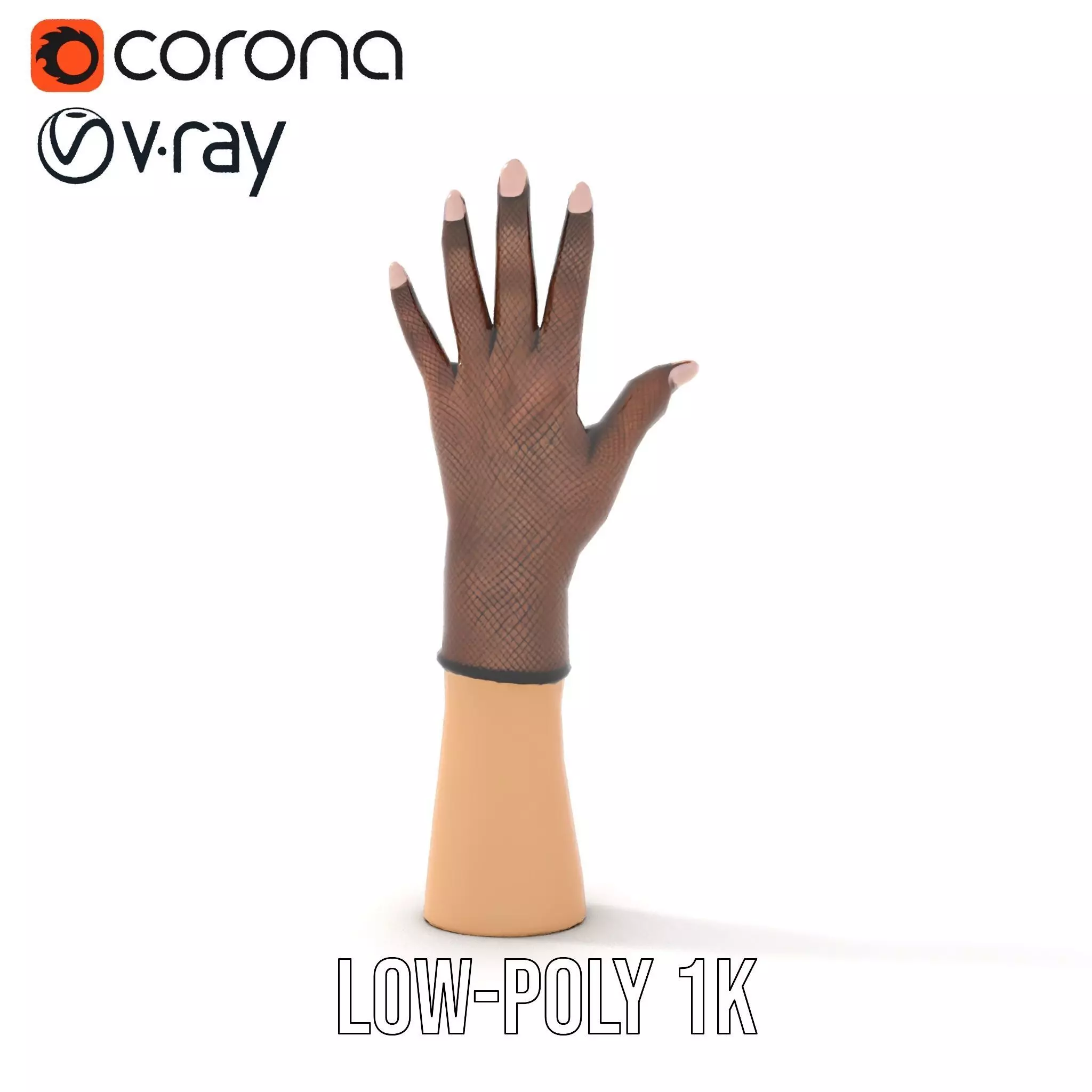 Elegant Mesh Glove Hand Model Pack Low-poly 3D model_10
