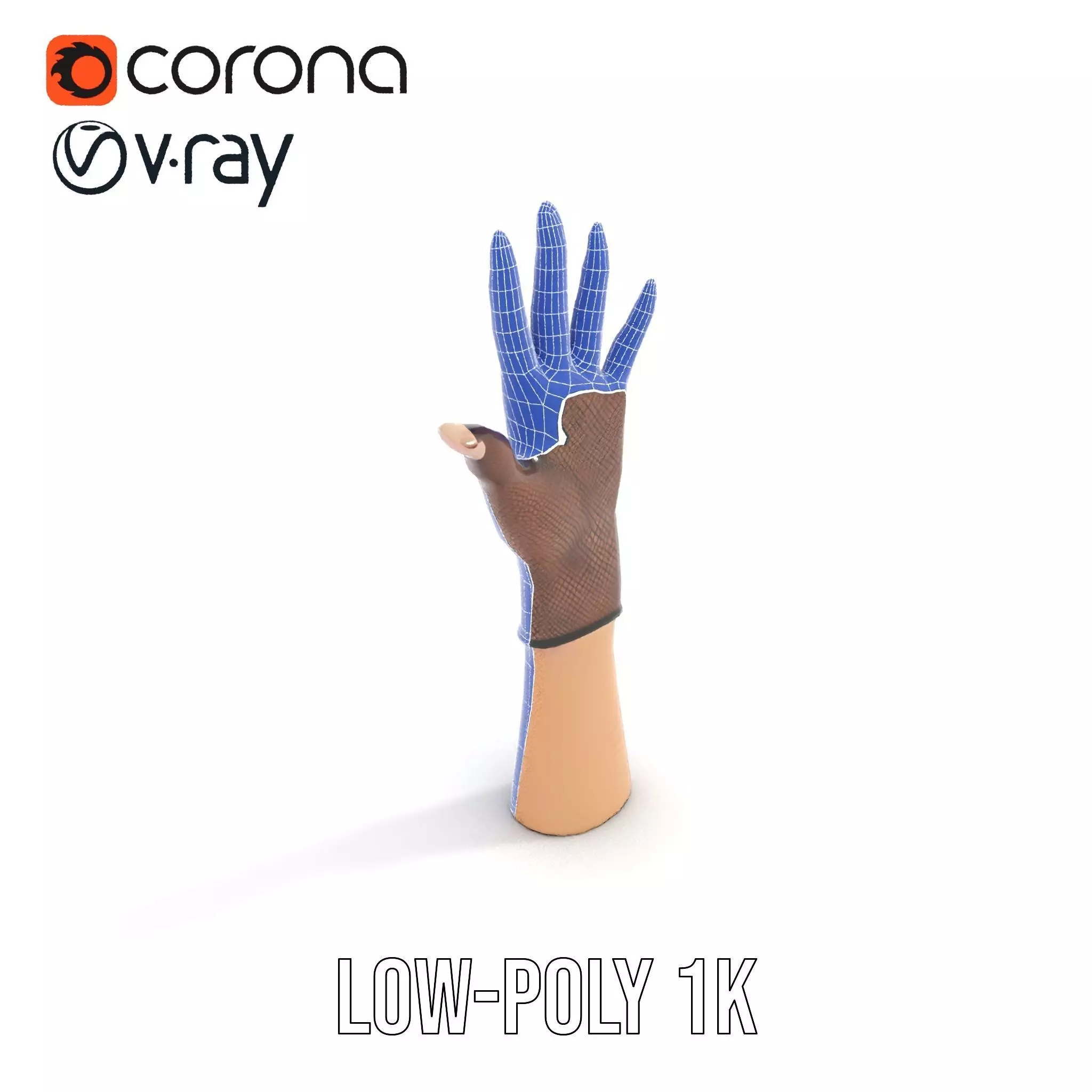 Elegant Mesh Glove Hand Model Pack Low-poly 3D model_16