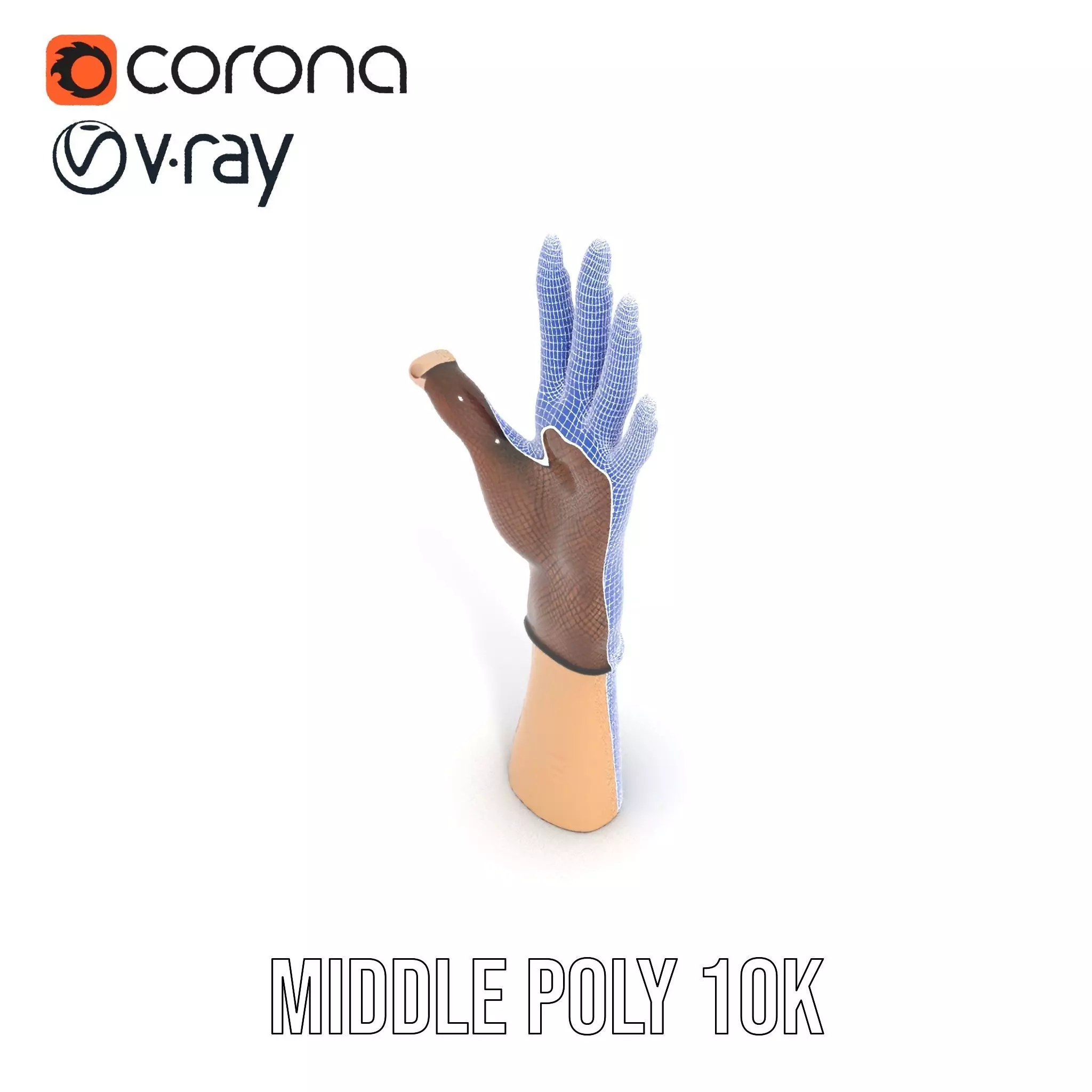 Elegant Mesh Glove Hand Model Pack Low-poly 3D model_29