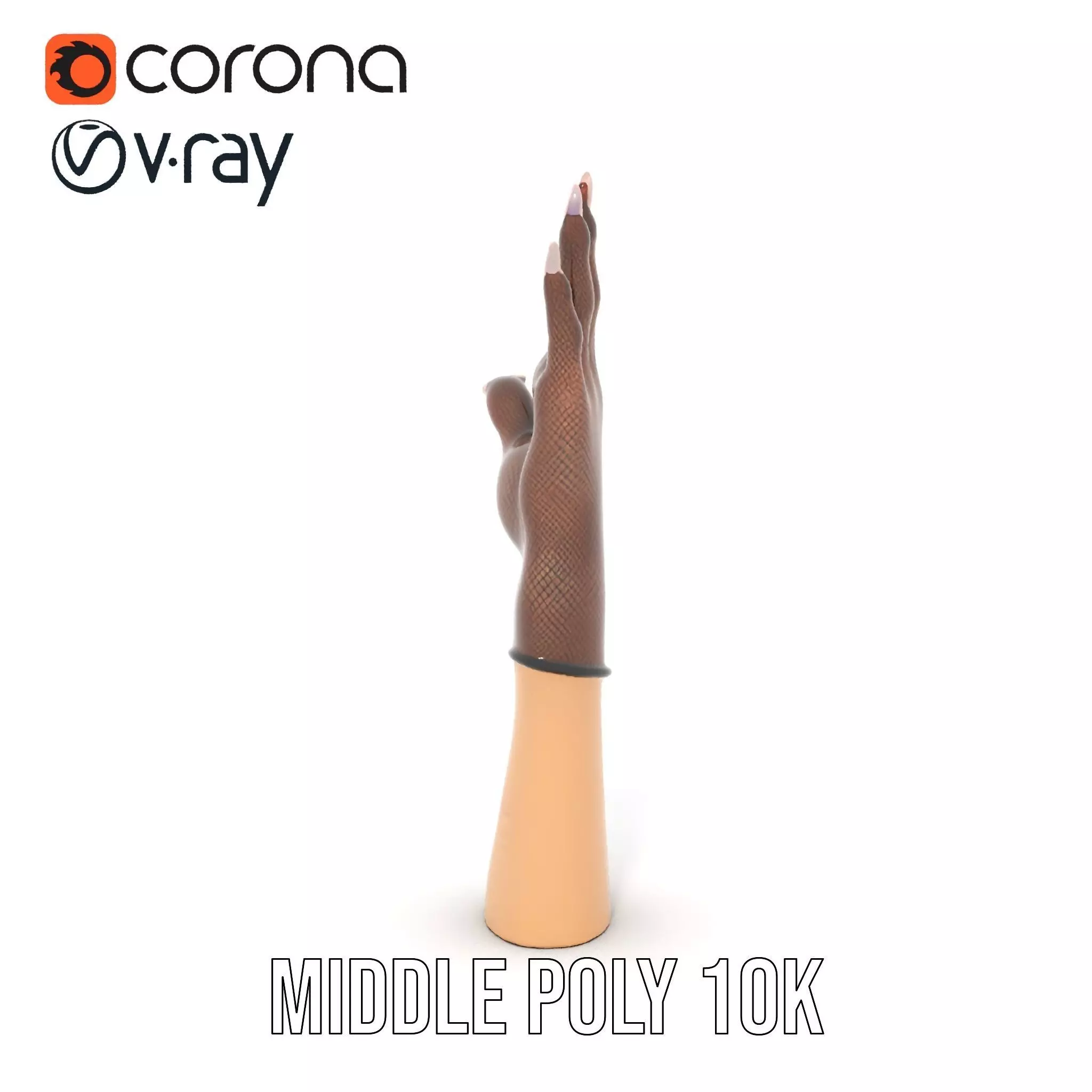 Elegant Mesh Glove Hand Model Pack Low-poly 3D model_15