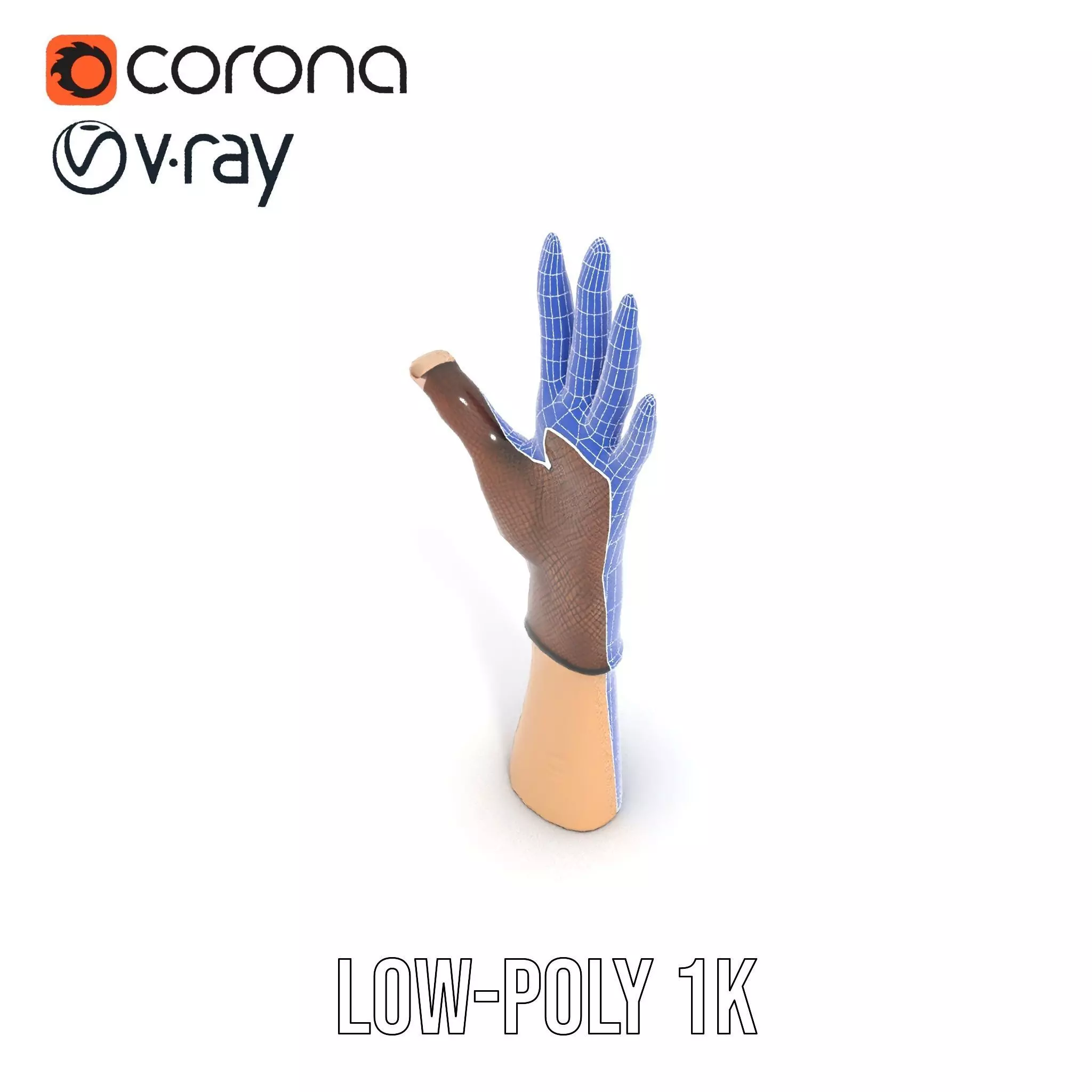 Elegant Mesh Glove Hand Model Pack Low-poly 3D model_30