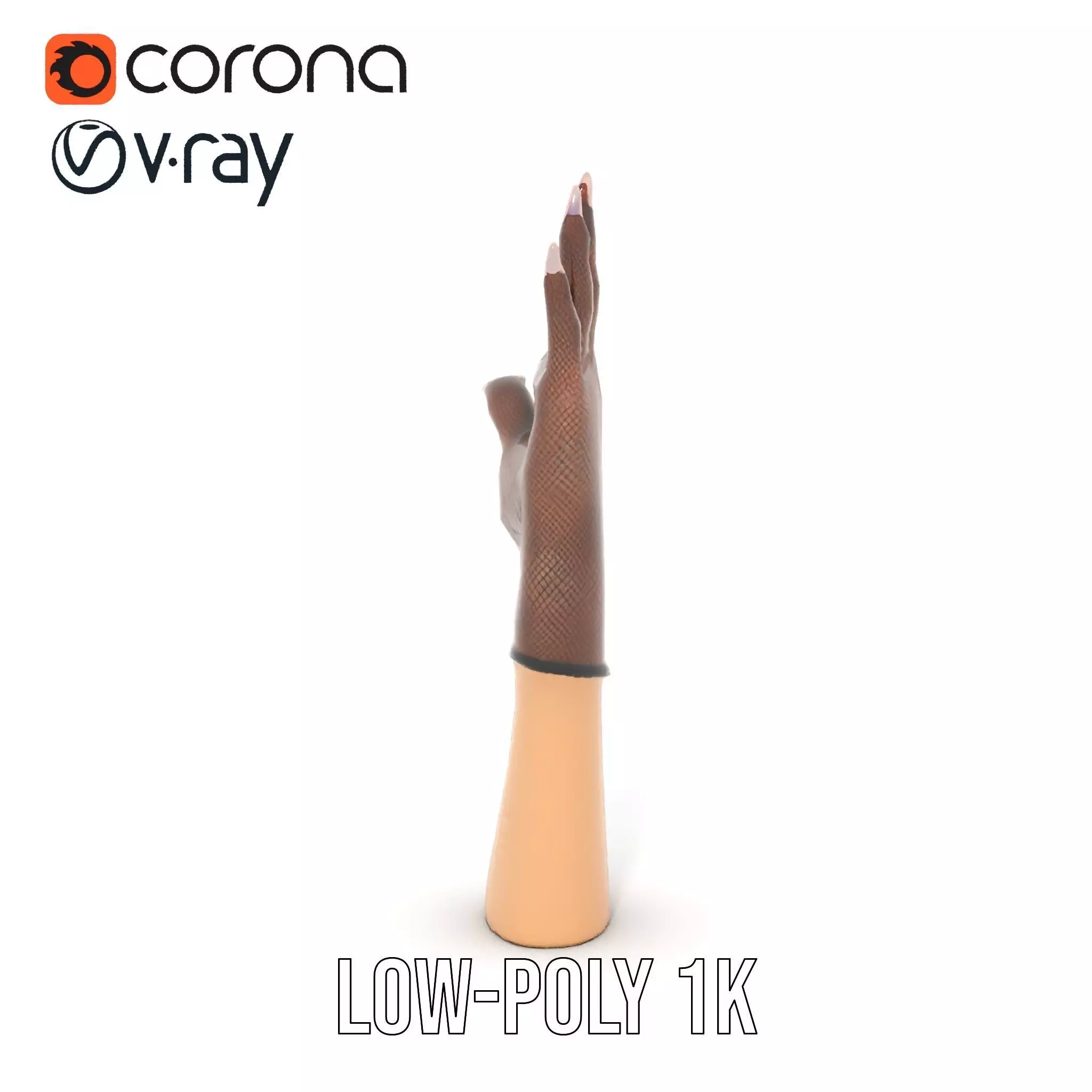 Elegant Mesh Glove Hand Model Pack Low-poly 3D model_21