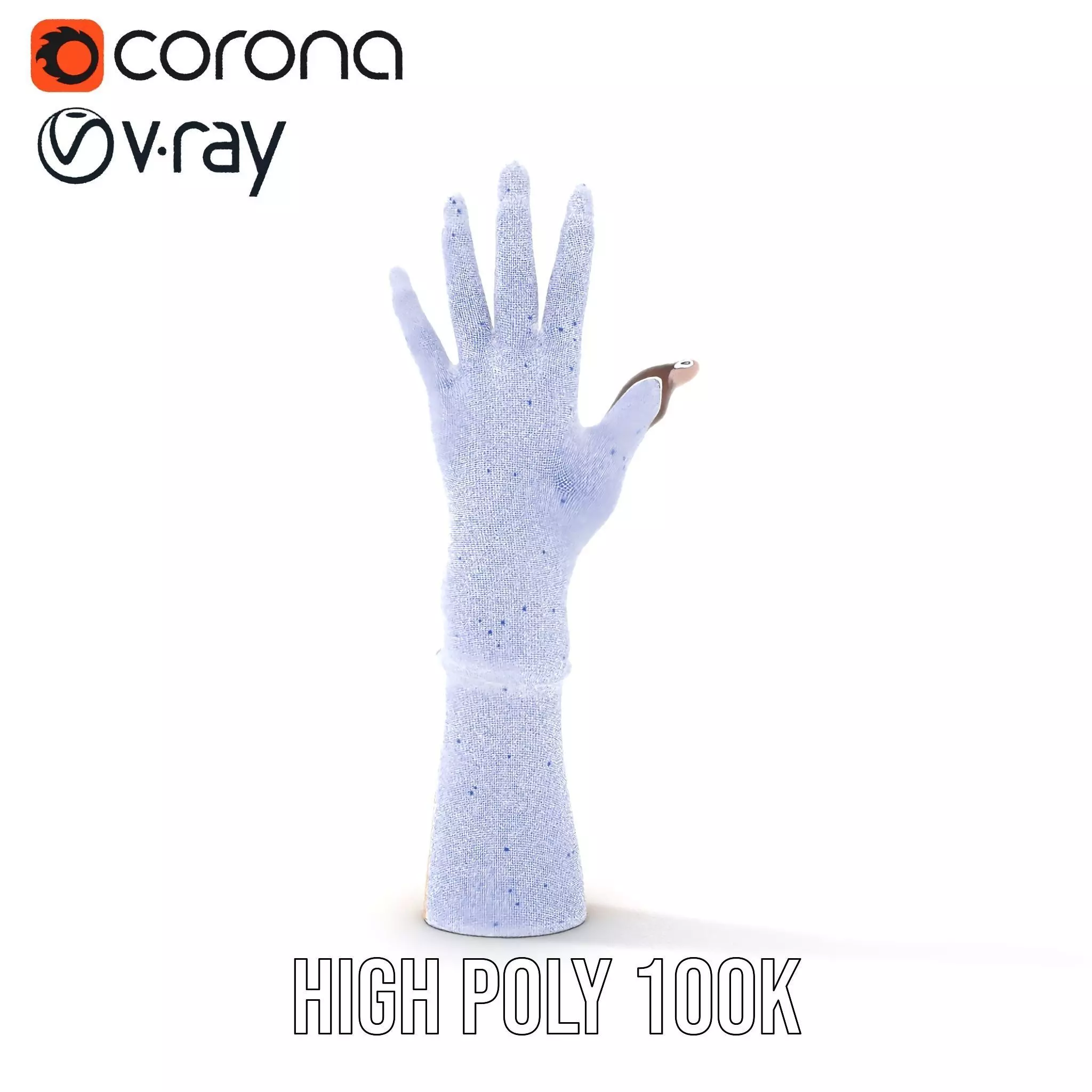 Elegant Mesh Glove Hand Model Pack Low-poly 3D model_31