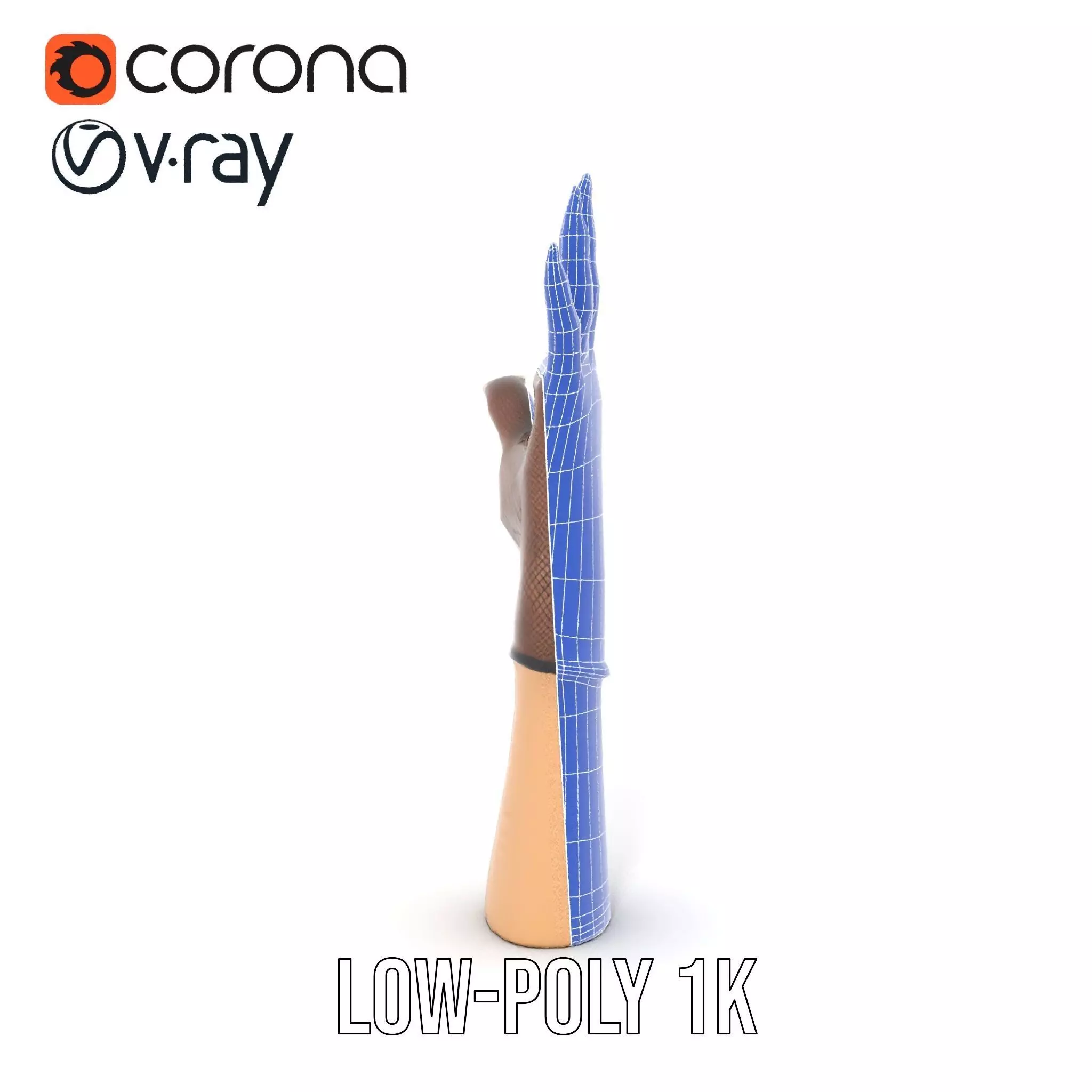 Elegant Mesh Glove Hand Model Pack Low-poly 3D model_27