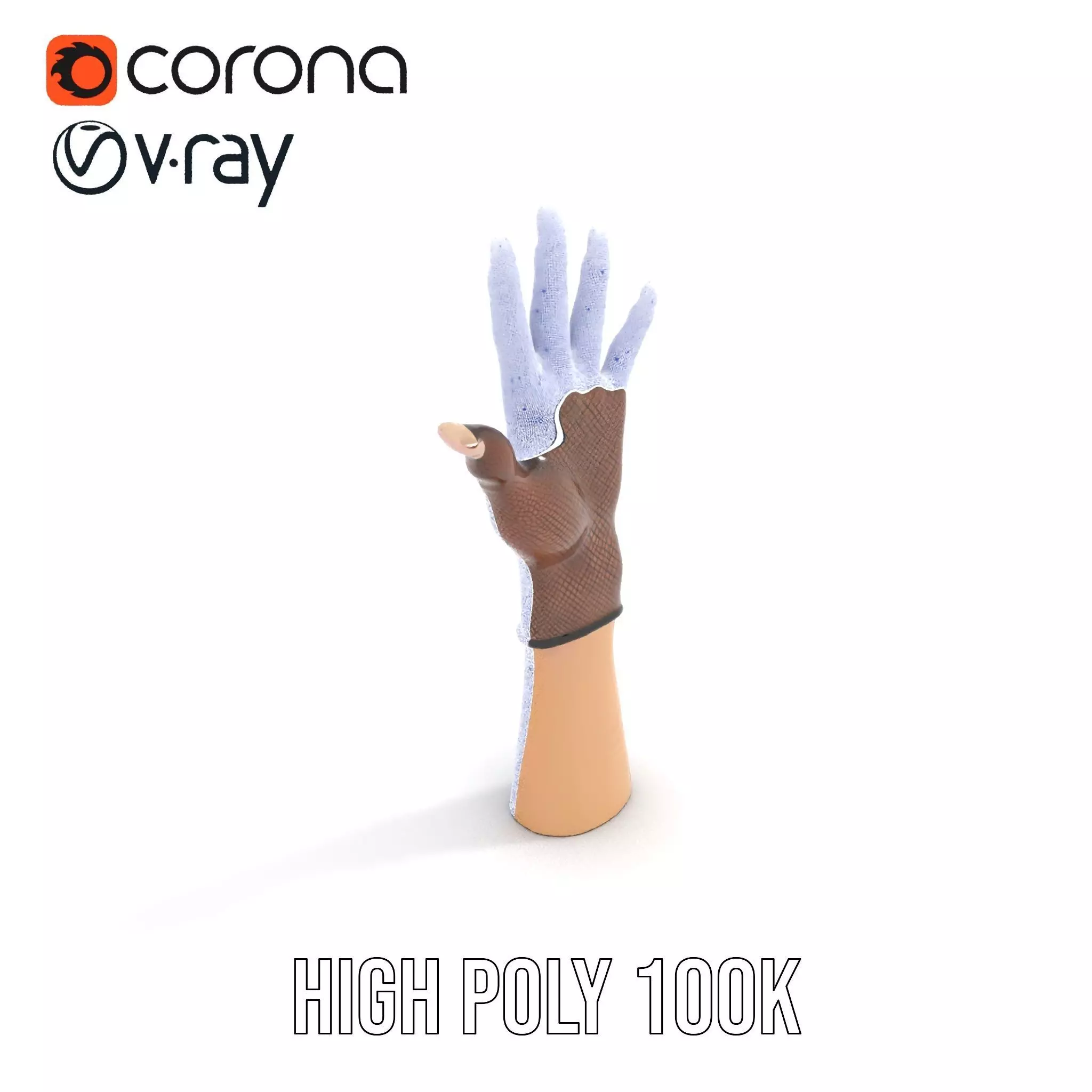 Elegant Mesh Glove Hand Model Pack Low-poly 3D model_25