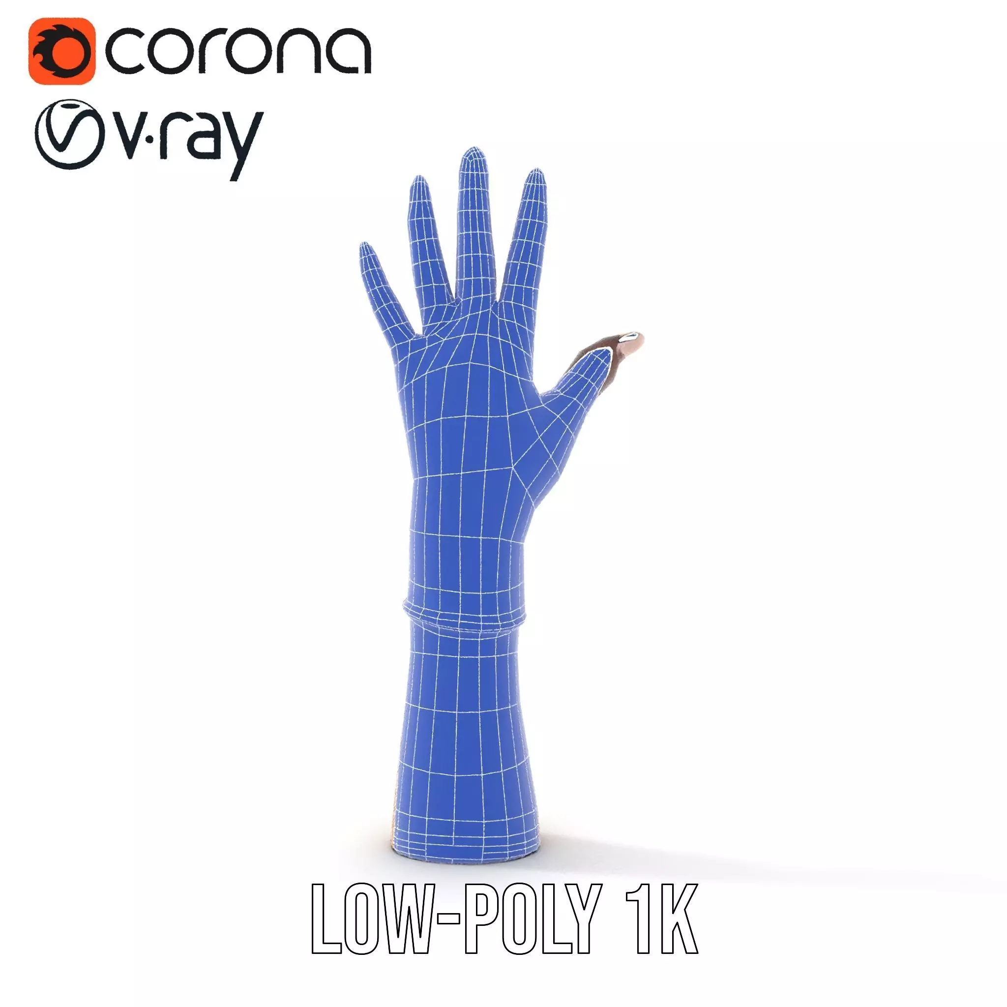 Elegant Mesh Glove Hand Model Pack Low-poly 3D model_24