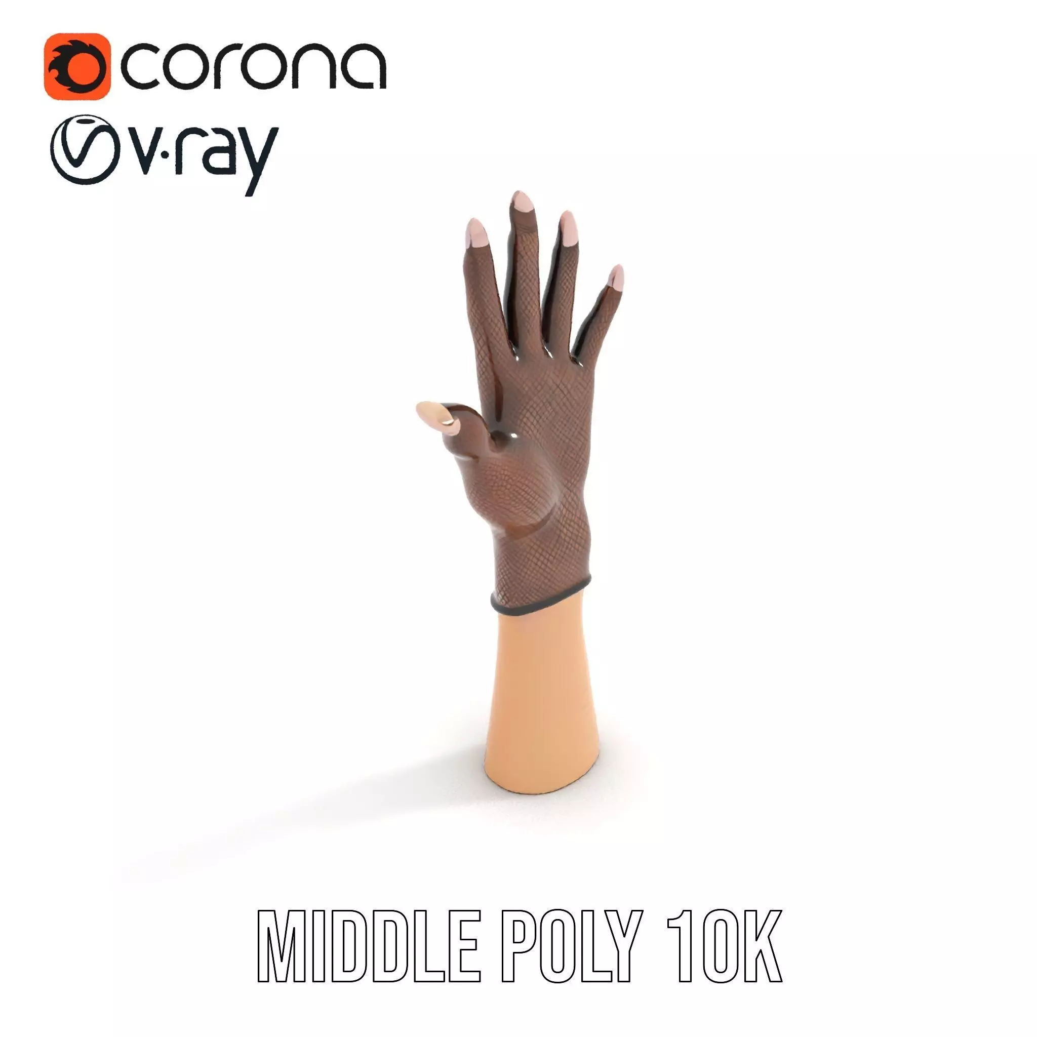 Elegant Mesh Glove Hand Model Pack Low-poly 3D model_6