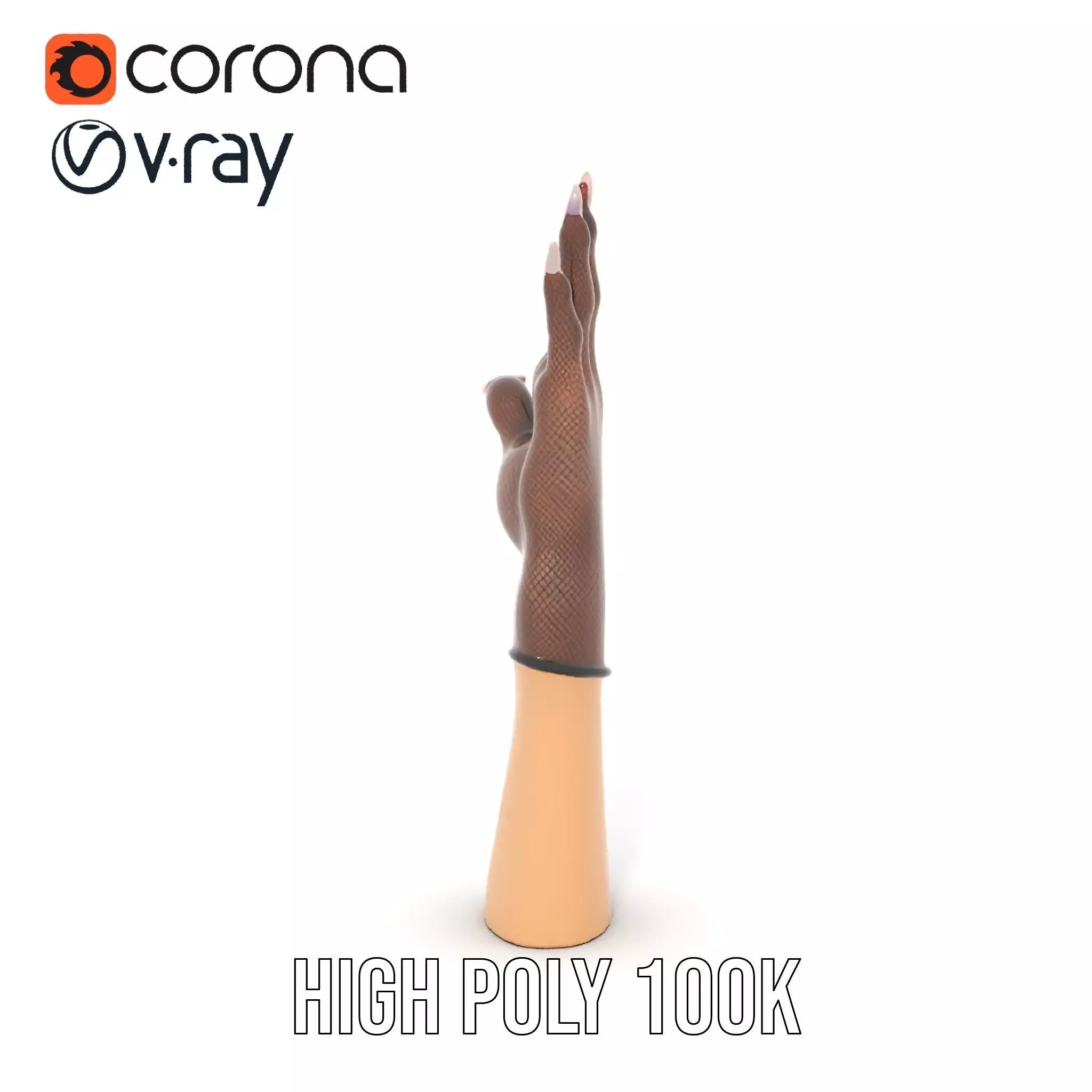 Elegant Mesh Glove Hand Model Pack Low-poly 3D model_32