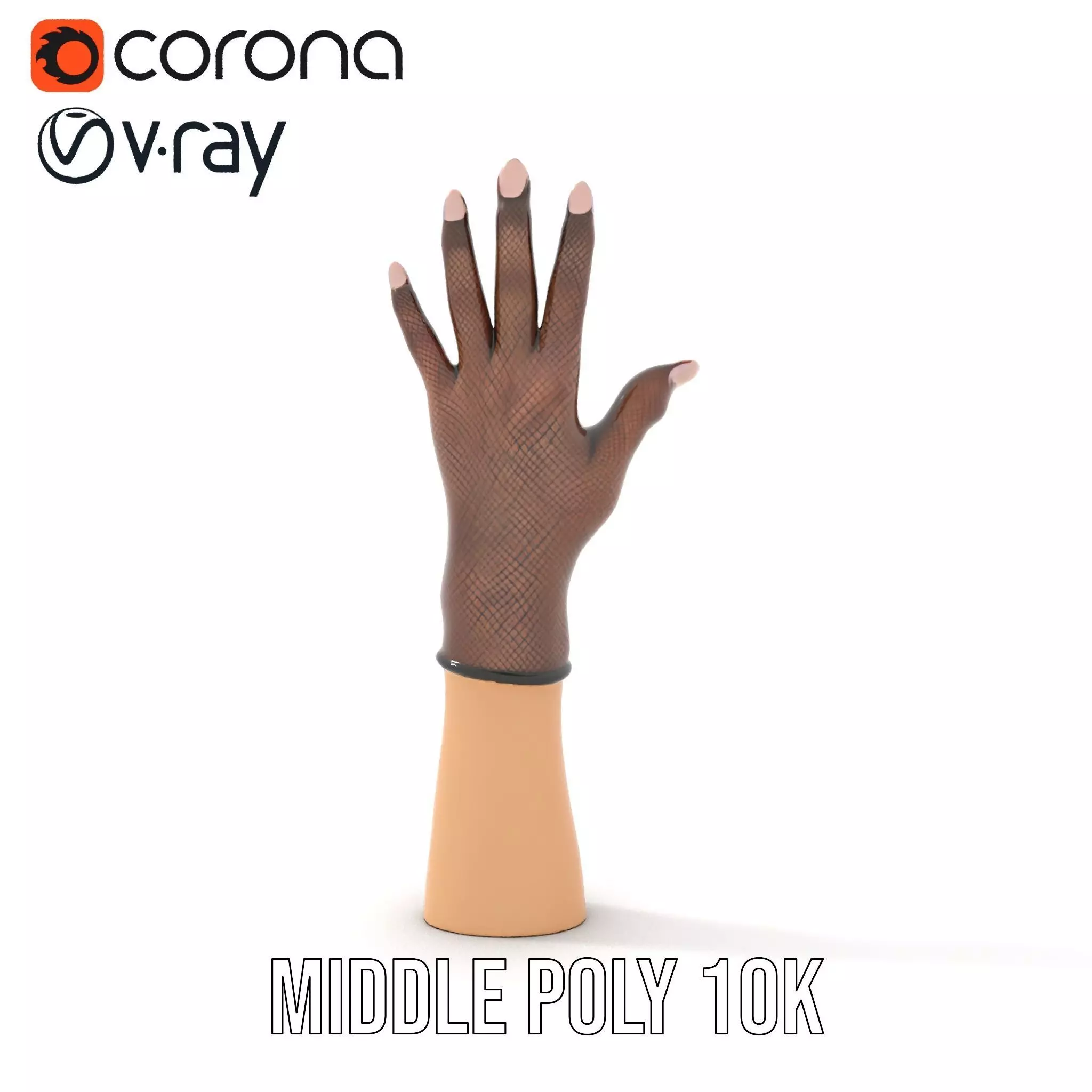 Elegant Mesh Glove Hand Model Pack Low-poly 3D model_5