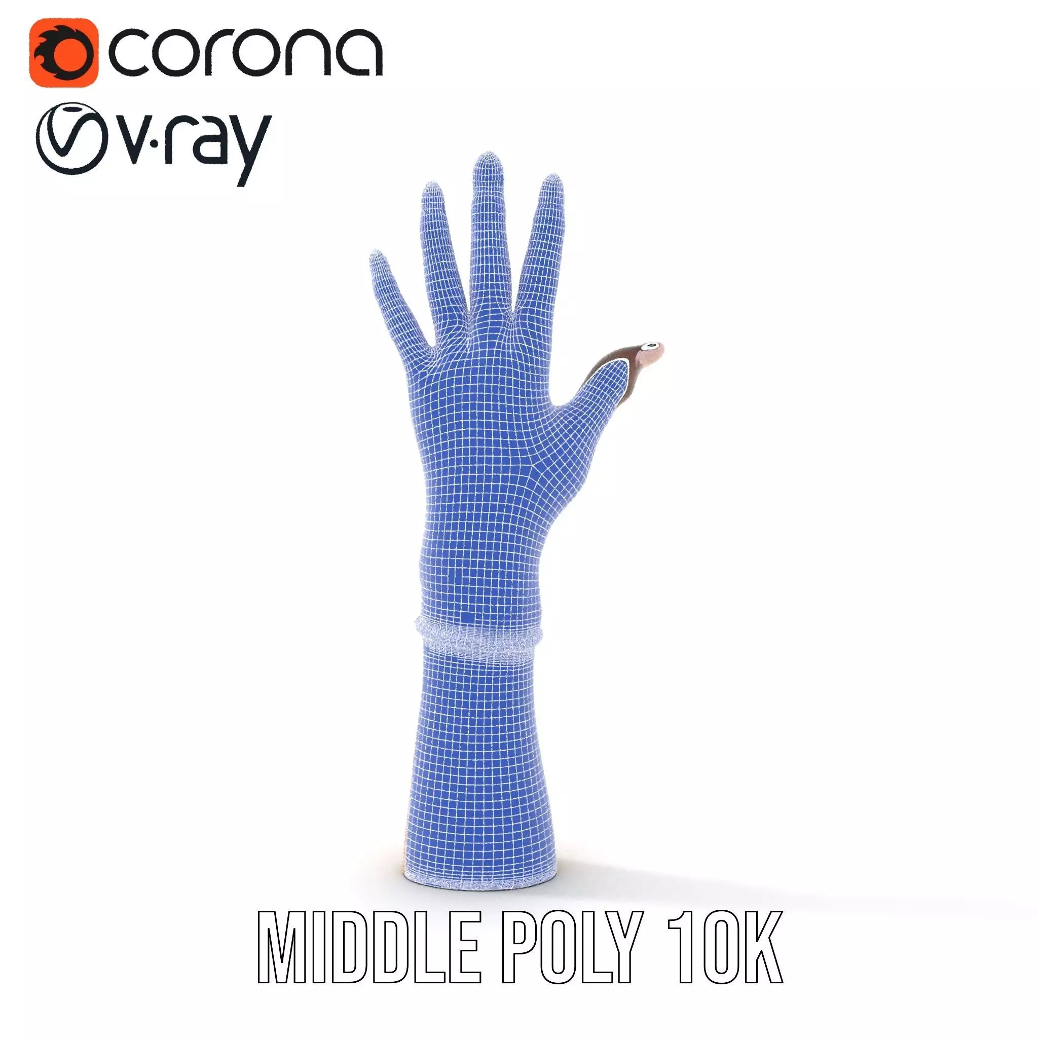 Elegant Mesh Glove Hand Model Pack Low-poly 3D model_26