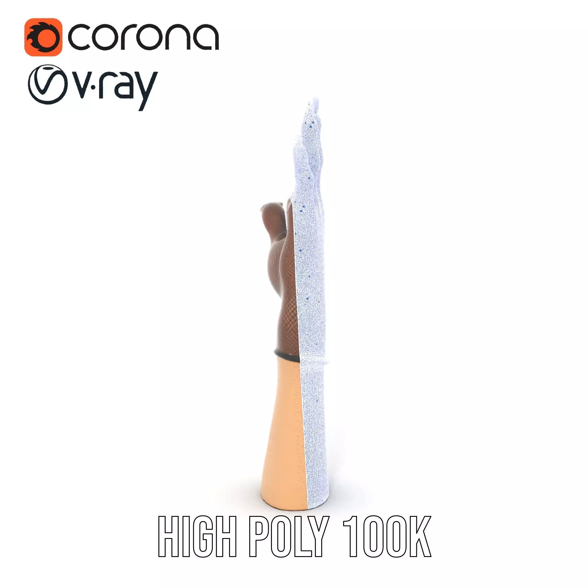 Elegant Mesh Glove Hand Model Pack Low-poly 3D model_33