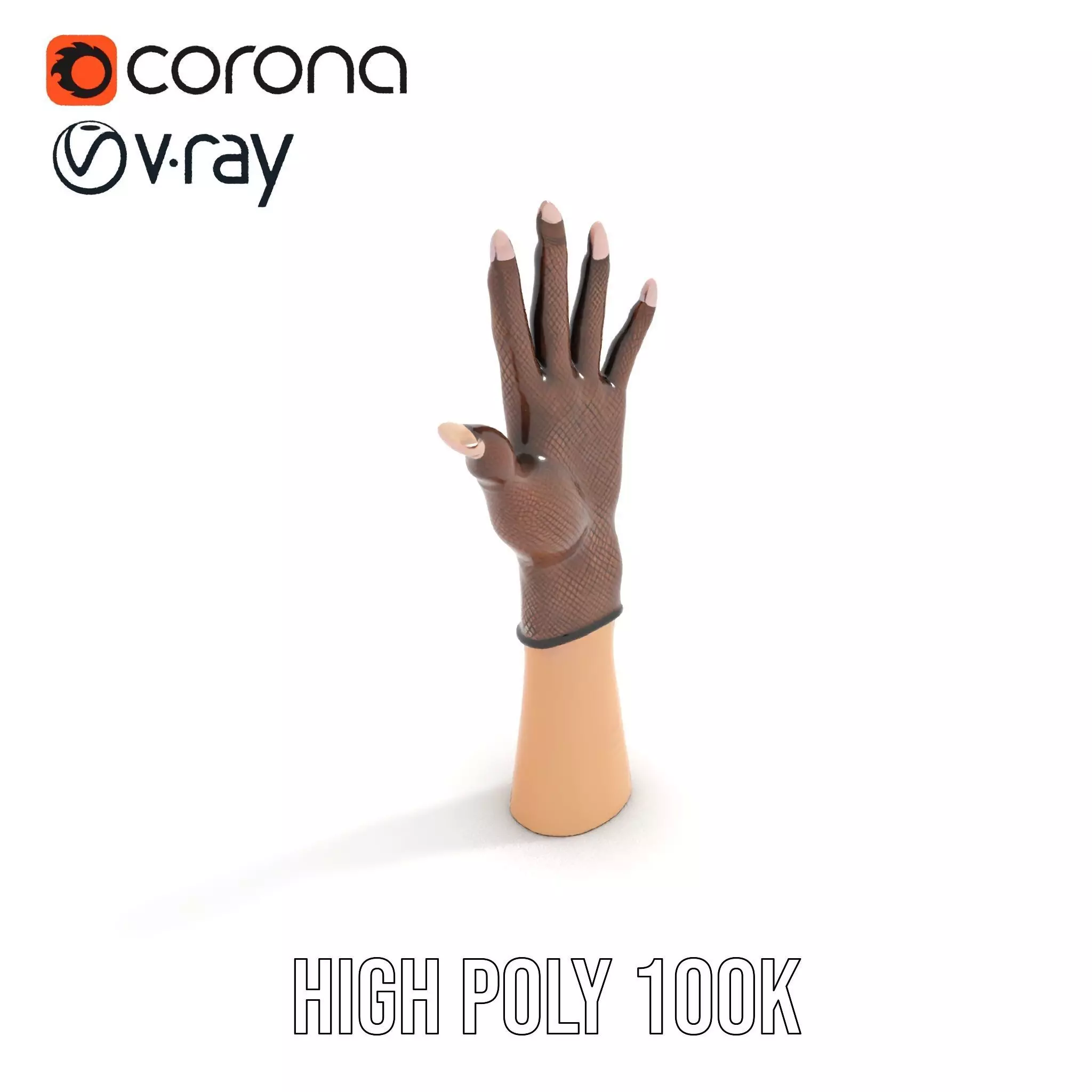 Elegant Mesh Glove Hand Model Pack Low-poly 3D model_11