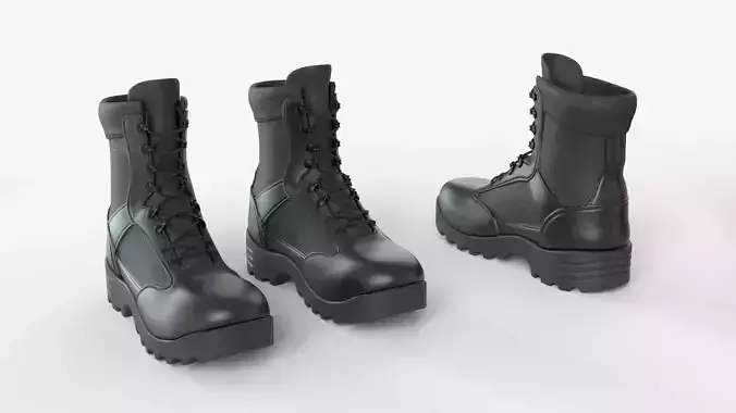 Military-Style Boots in Black Color