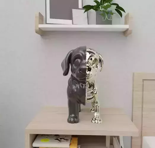 Golden Retriever Xray  Half Bone Art Toy Decorative Sculpture