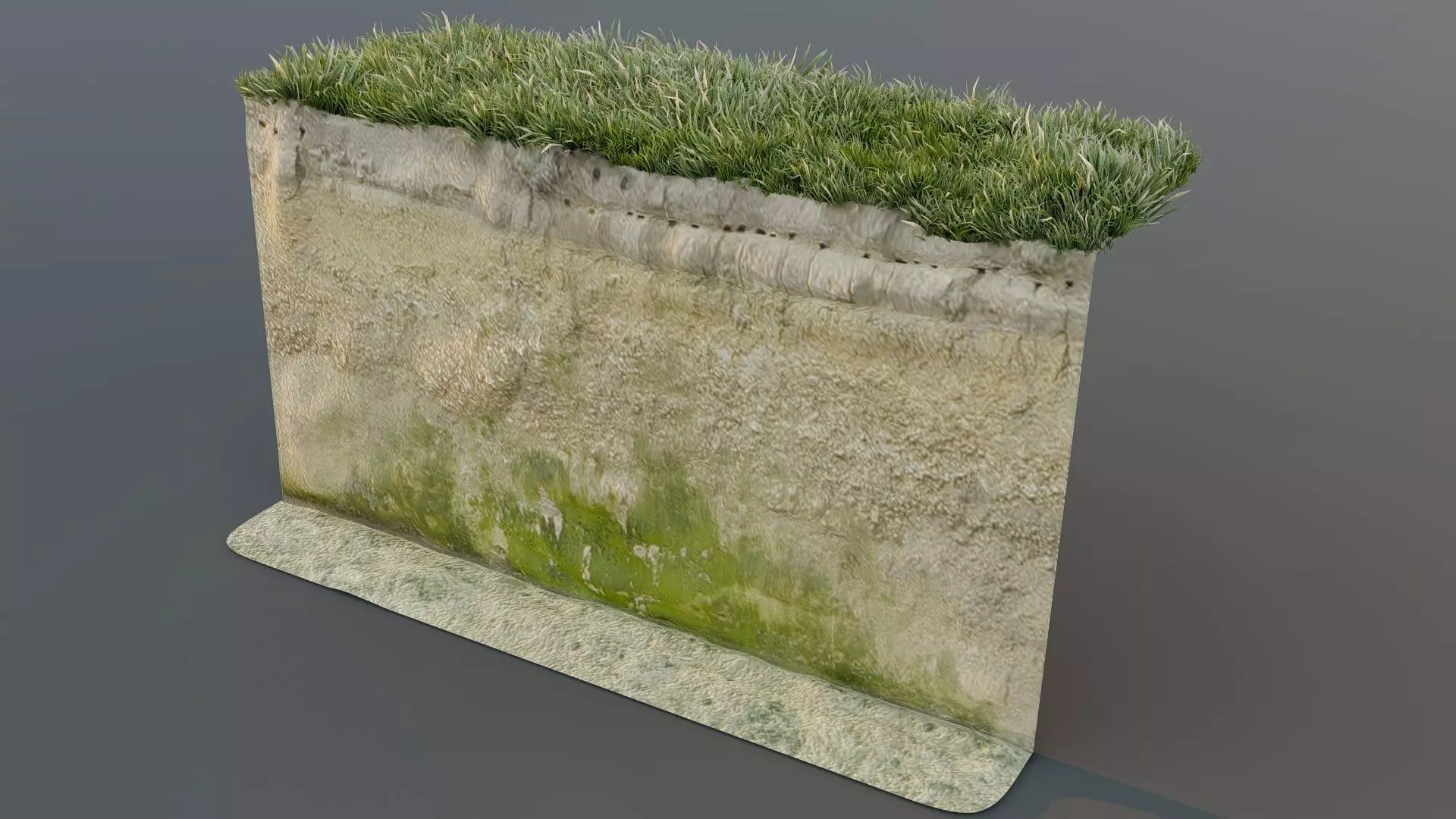 Low Poly Coastal Seawall Segment Low-poly 3D model_0