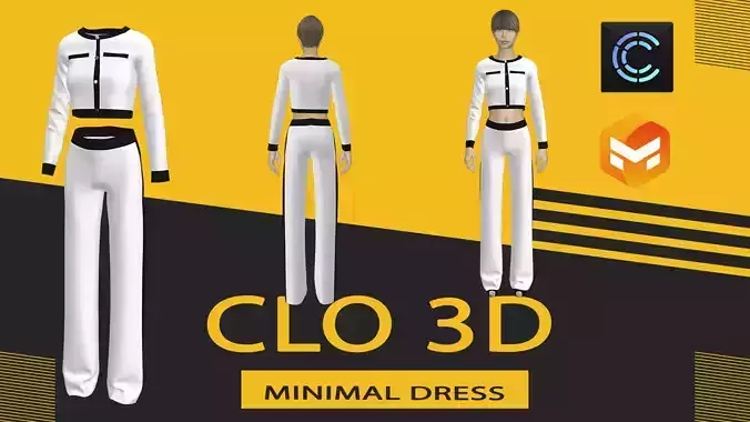 Minimal dress Marvelous Designer or Clo3D ZPRJ