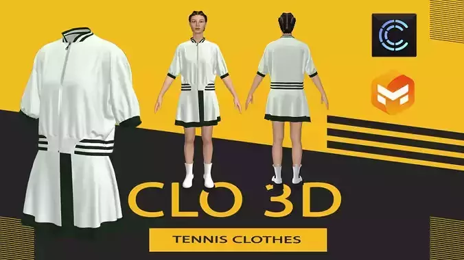 Tennis clothes Marvelous Designer or Clo3D ZPRJ