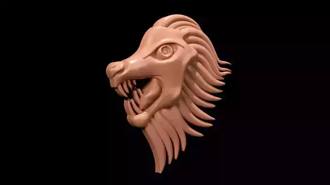 Angry Lion Relief 3D Print Model