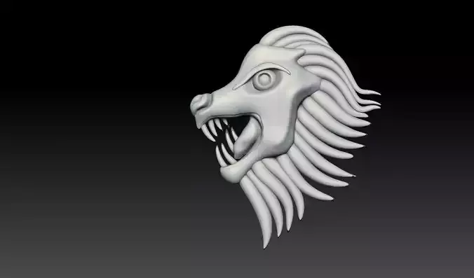 Angry Lion Relief 3D Print Model 3D print model
