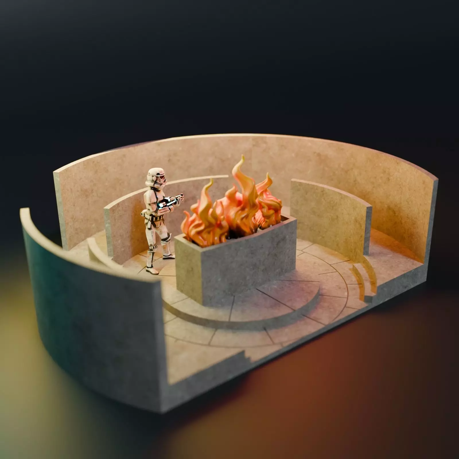 Qui-Gon Jinn Funeral Chamber Diorama 3D print model_1