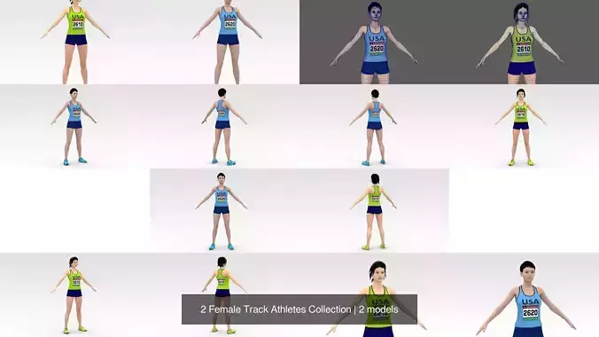 2 Female Track Athletes Collection