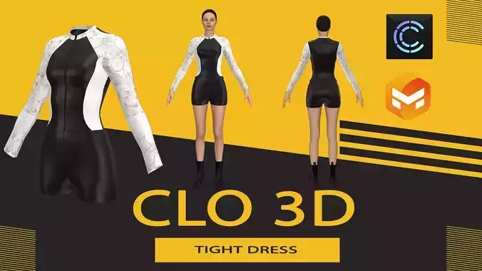 Tight Dress Marvelous Designer or Clo3D ZPRJ