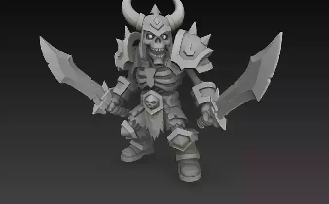 Skeletal Dual Blade Warrior-Stylized Fantasy Undead Character