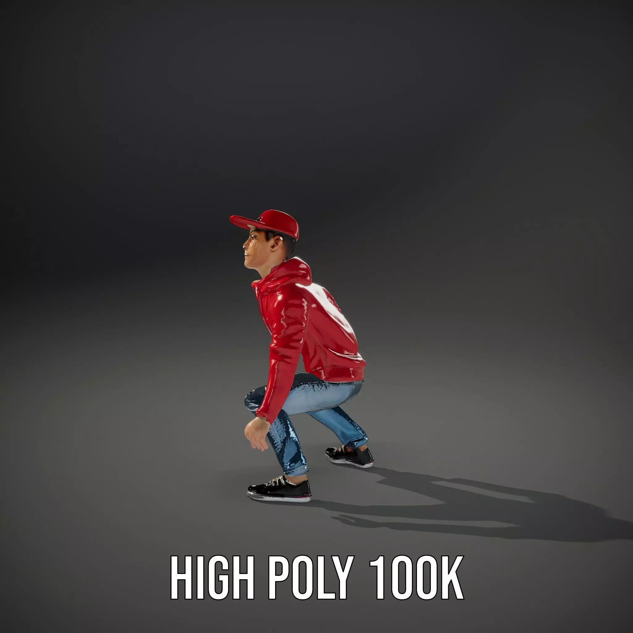 Casual Male Character in Red Hoodie Model Pack Low-poly 3D model_34